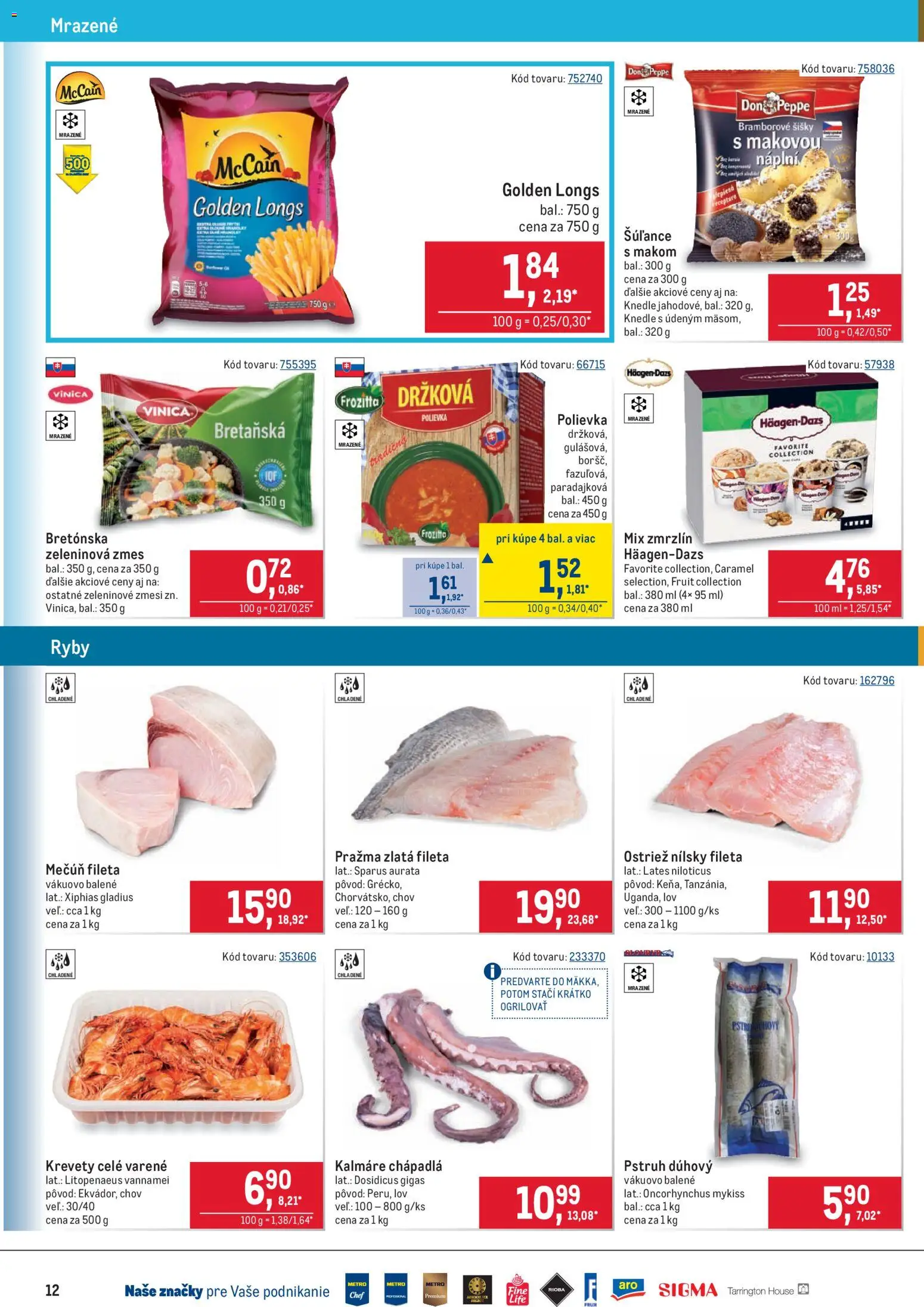 Nové Metro akcie – leták je platný od 14.01.2026 | Strana: 12 | Produkty: Krevety, Ryby, Šišky, Pstruh