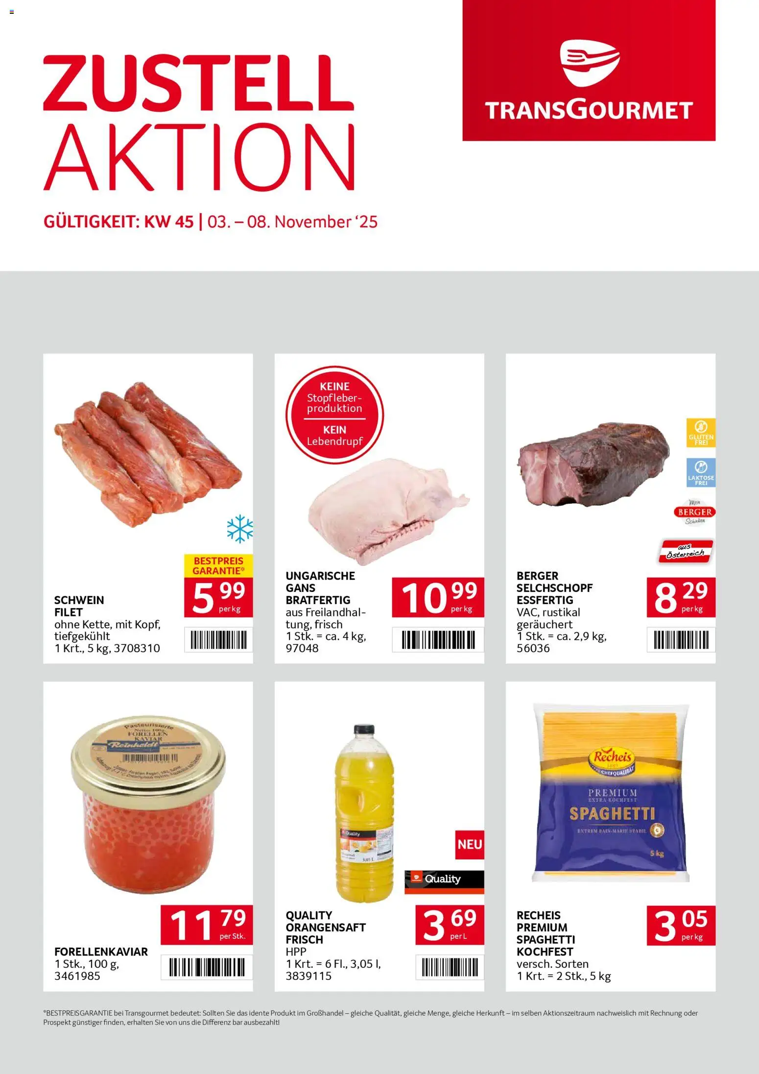 Transgourmet Zustellaktion gültig ab 03.11.2025 | Seite: 1 | Produkte: Hajdina liszt, Schinken