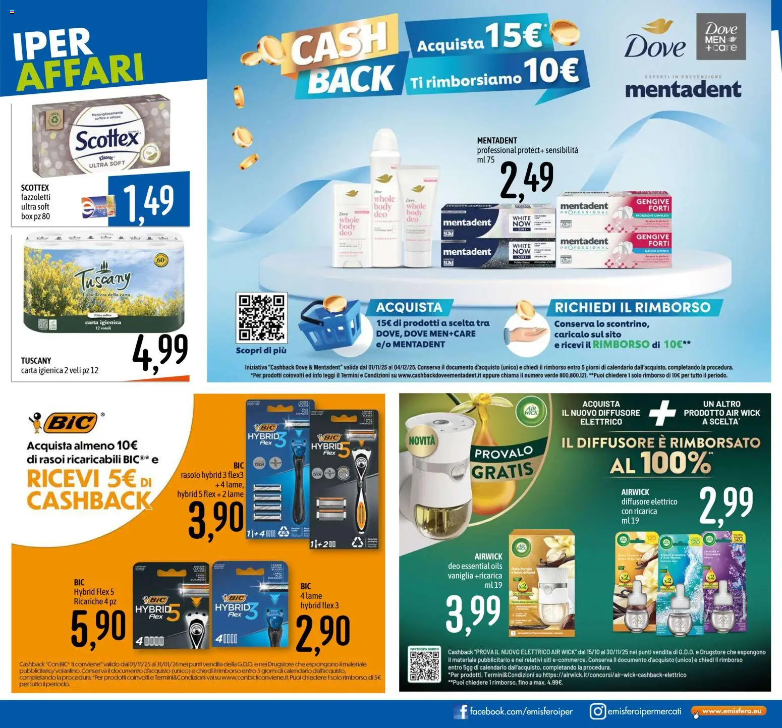 Volantino Emisfero del 30.10.2025 | Pagina: 23 | Prodotti: Rasoio, Carta igienica, Fazzoletti, Sale