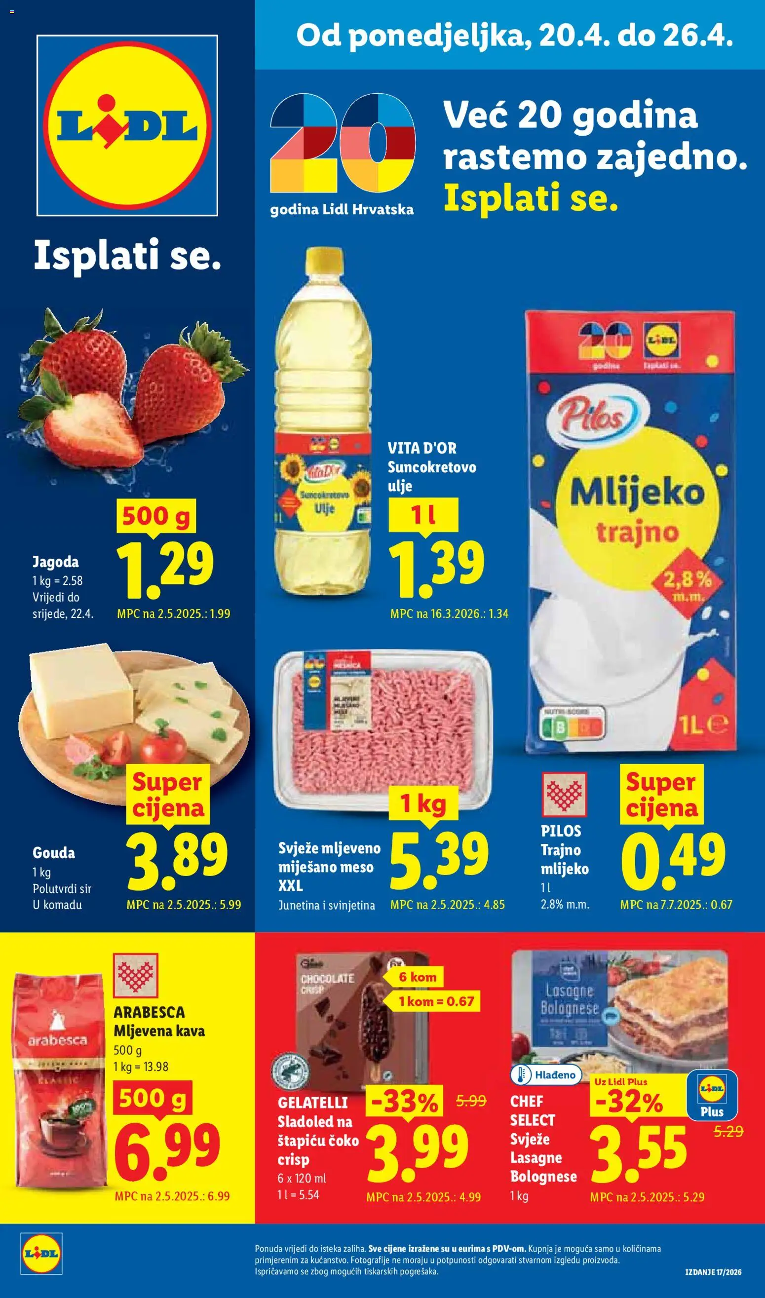 Lidl katalog | vrijedi od 20.04.2026 | Stranica: 1 | Proizvodi: Mlijeko, Sir, Ulje, Arabesca