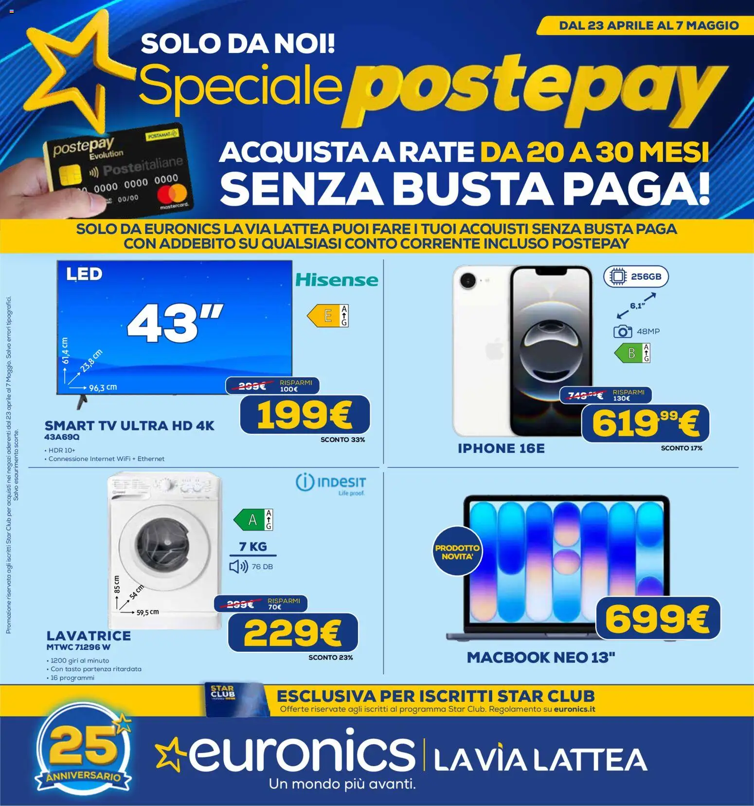 Volantino Euronics del 23.04.2026 | Pagina: 1 | Prodotti: Iphone, smart TV, Lavatrice, TV