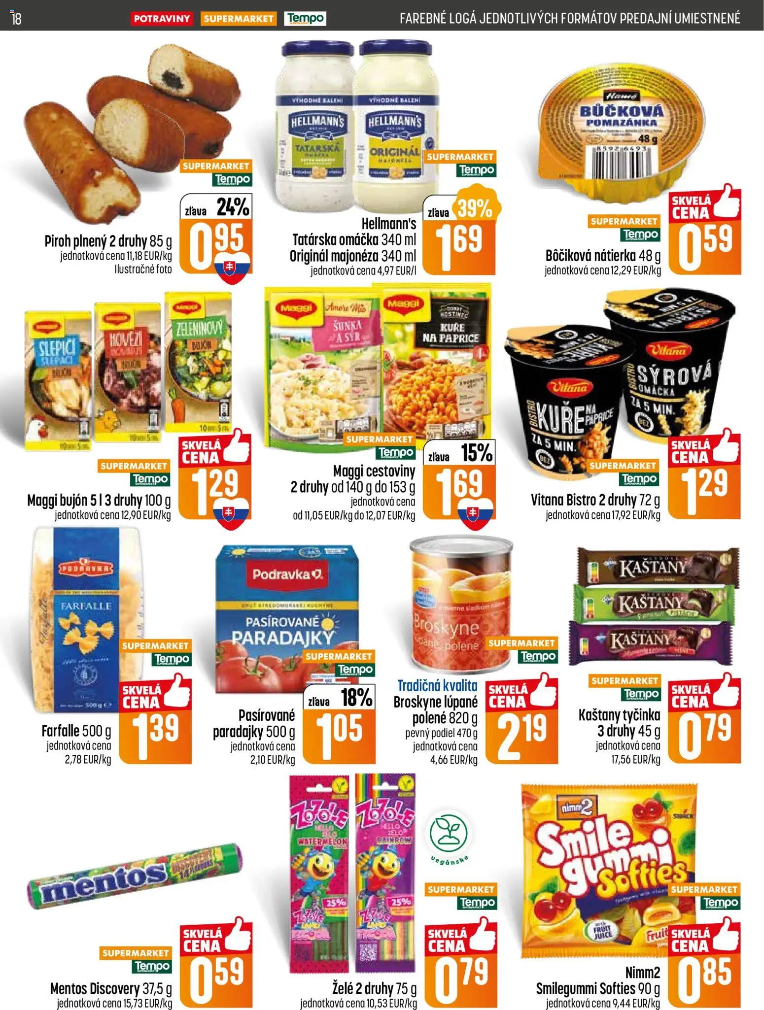 Nové COOP Jednota akcie – leták je platný od 05.02.2026 | Strana: 18 | Produkty: Syr, Bujón, Paradajky, Tatárska omáčka