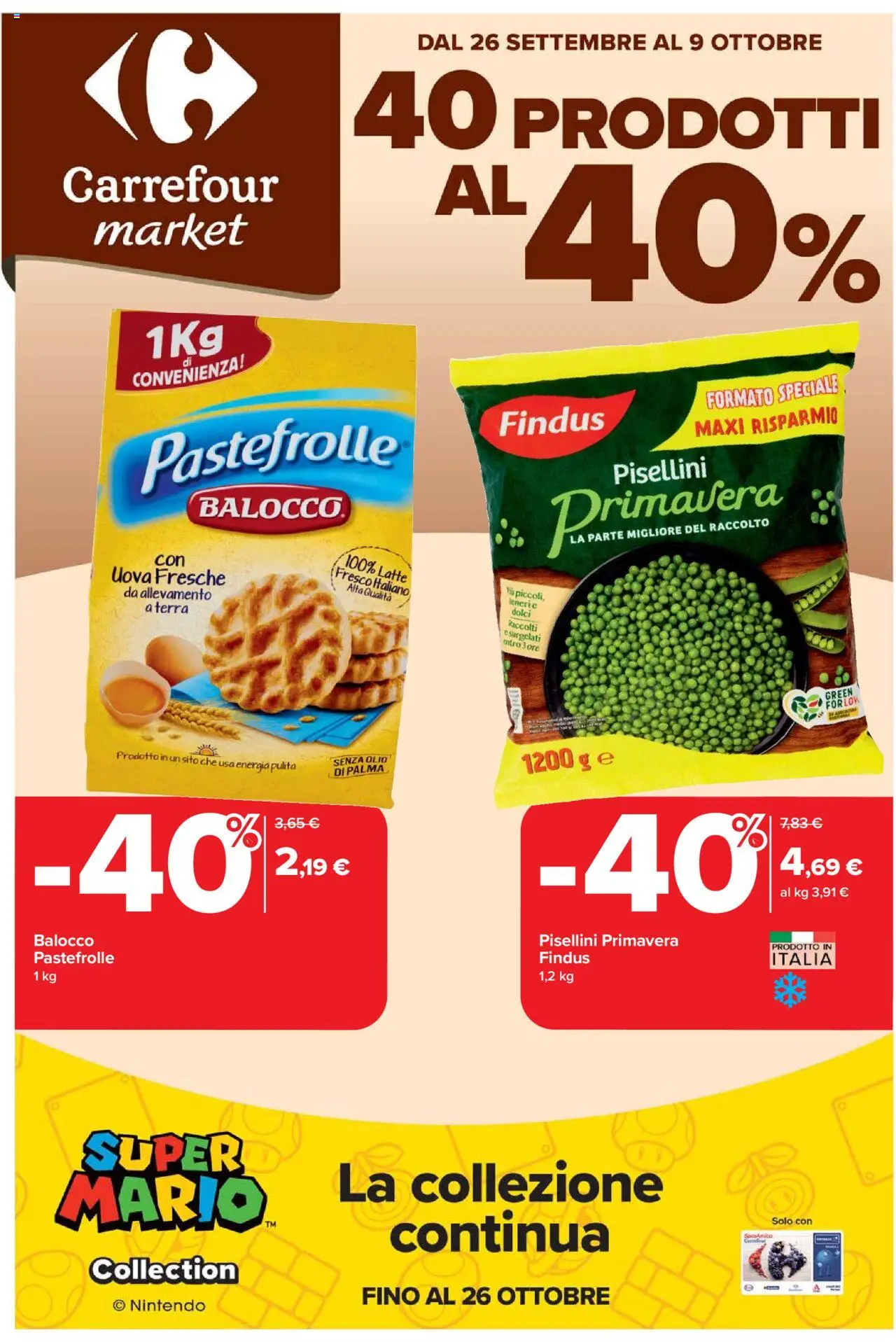 Volantino Carrefour del 26.09.2025 | Pagina: 1 | Prodotti: Uova, Latte, Olio, Terra