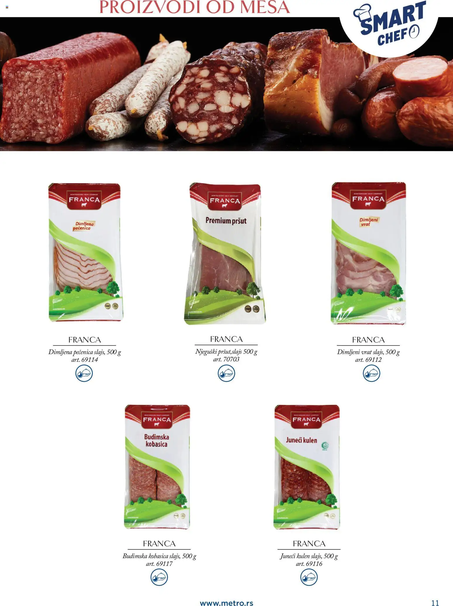 Metro katalog - važi od 24.03.2026 | Strana: 11 | Proizvode: Pršut, Kulen, Budimska kobasica, Pečenica
