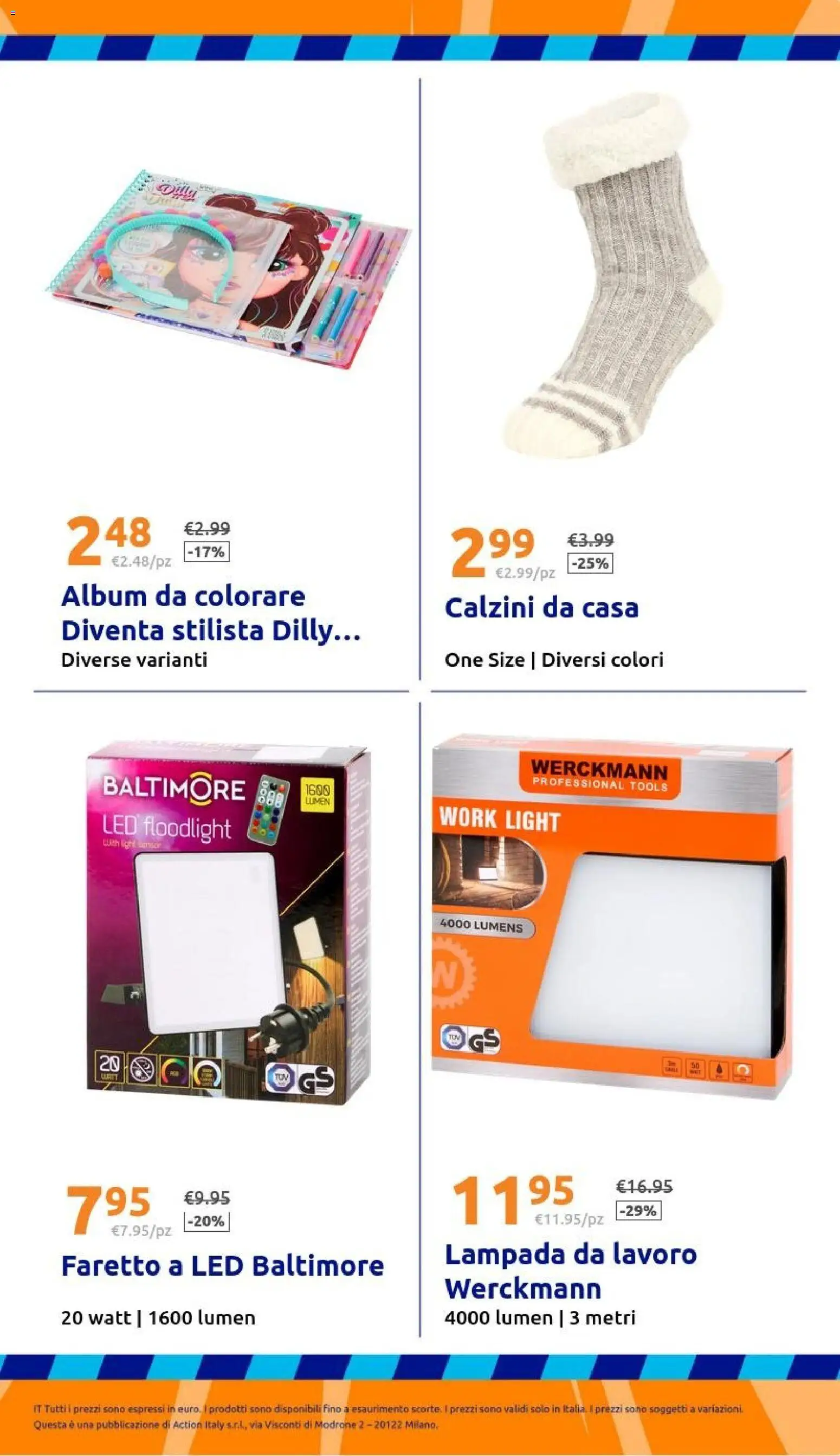 Volantino Action del 21.01.2026 | Pagina: 33 | Prodotti: Faretto, Calzini, Lampada