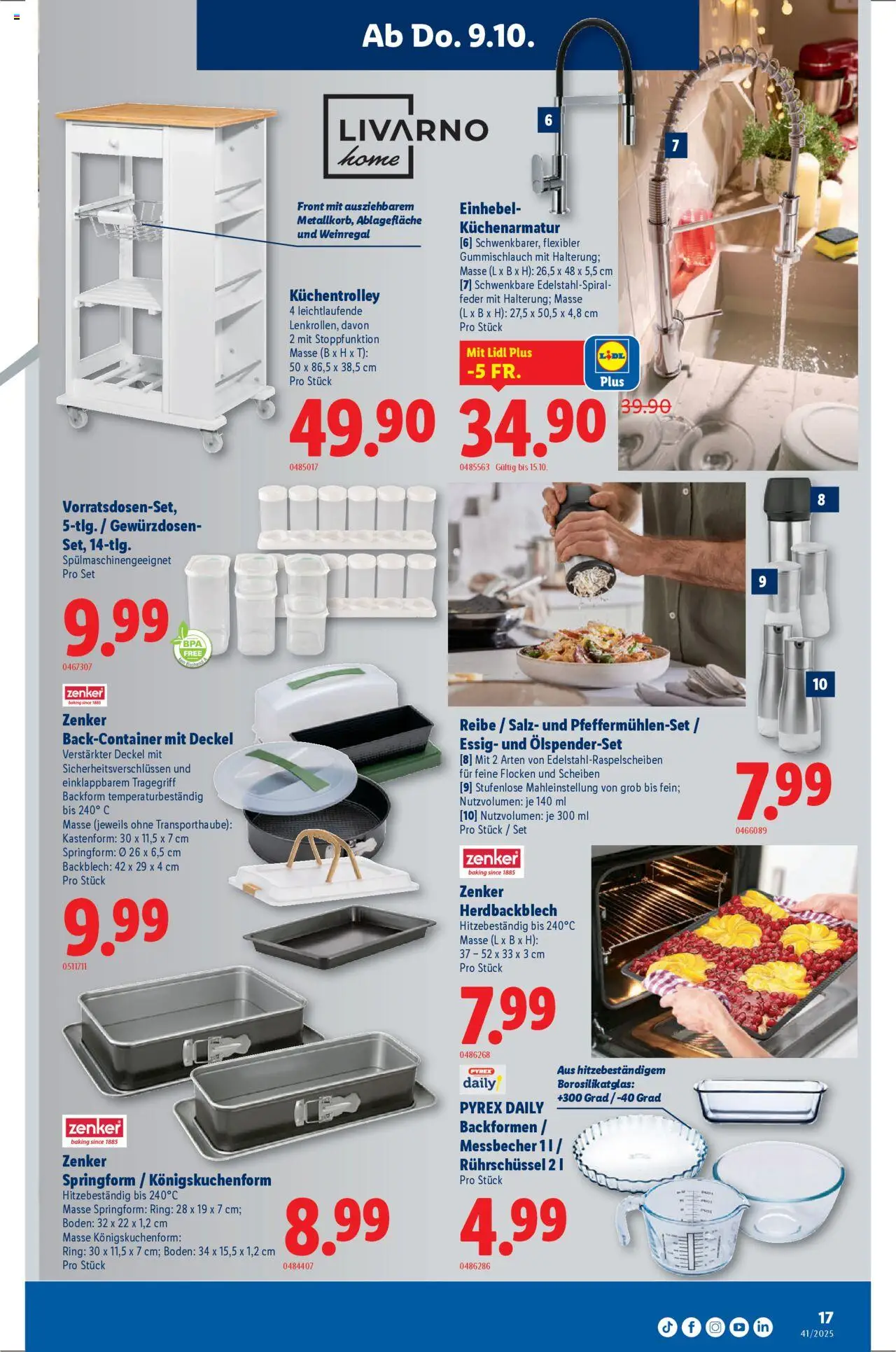 Lidl Aktionen – gültig ab 09.10.2025 | Seite: 17 | Produkte: Essig, Flocken, Salz, Weinregal