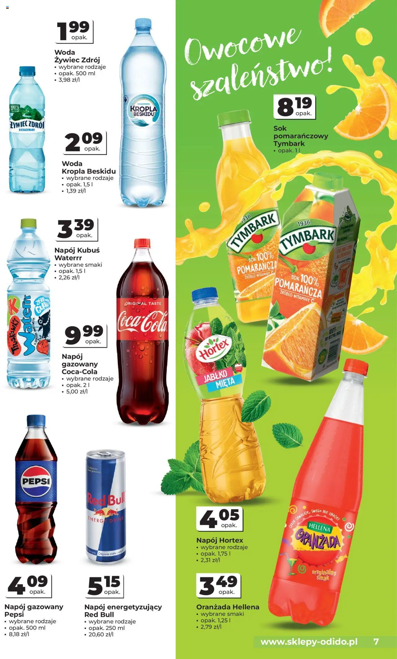 Odido Gazetka od 20.08.2025 | Strona: 7 | Produkty: Red bull, Pepsi, Oranżada hellena, Woda