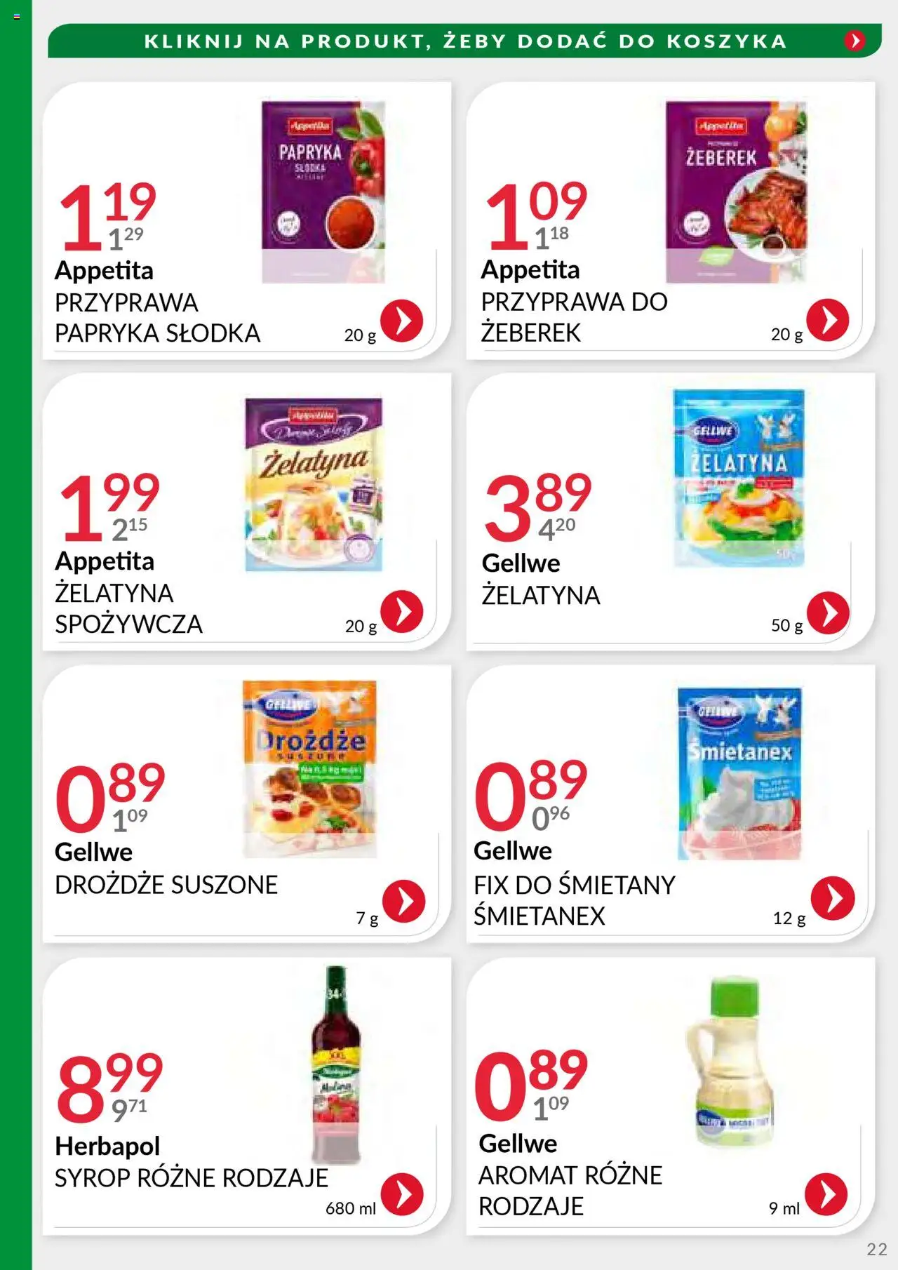 Eurocash Gazetka - Handlowa MR Południowy-Wschód od 29.09.2025 | Strona: 22 | Produkty: Syrop, Żelatyna, Papryka