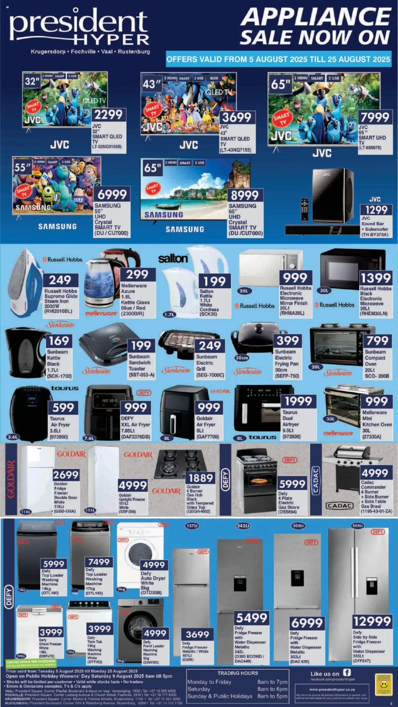 President Hyper - Birthday Sale Specials │ valid from 05.08.2025 | Page: 6 | Products: Washing machine, Dryer, Hob, Air fryer