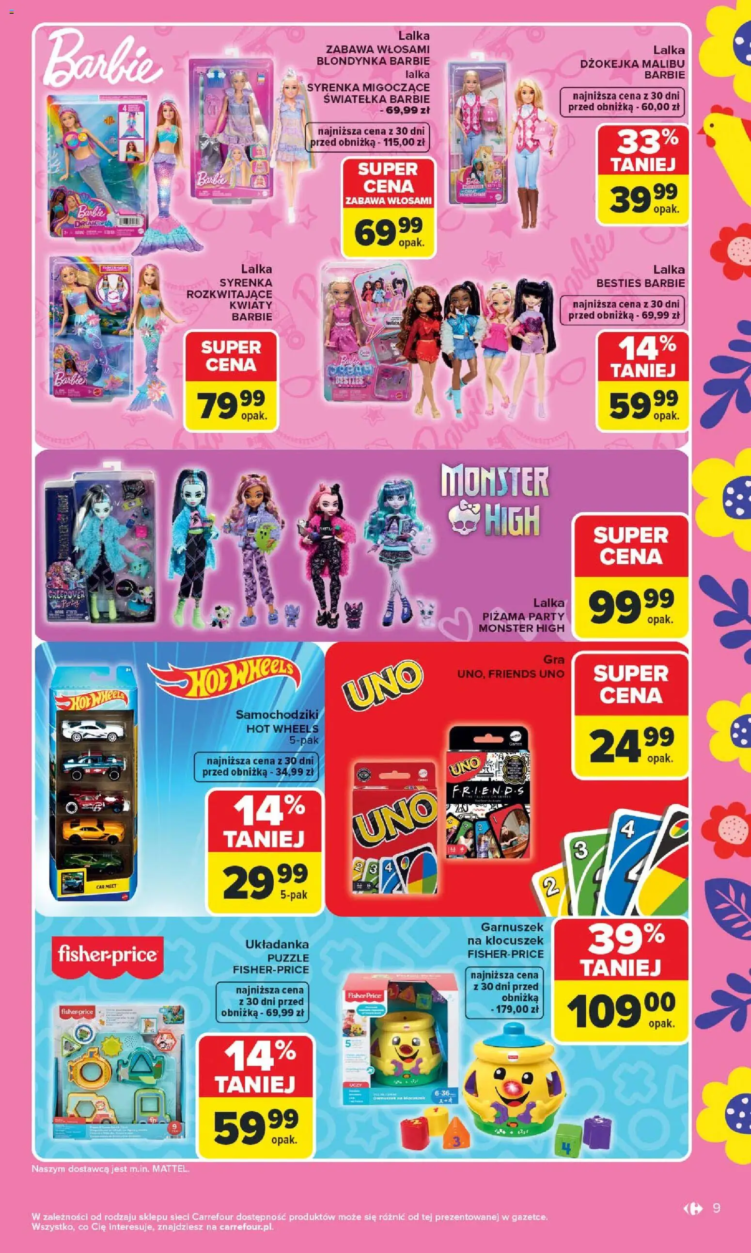 Carrefour gazetka - Łap Wielkanocne okazje od 16.03.2026 | Strona: 9 | Produkty: Piżama, Lalka, Barbie, Kwiaty