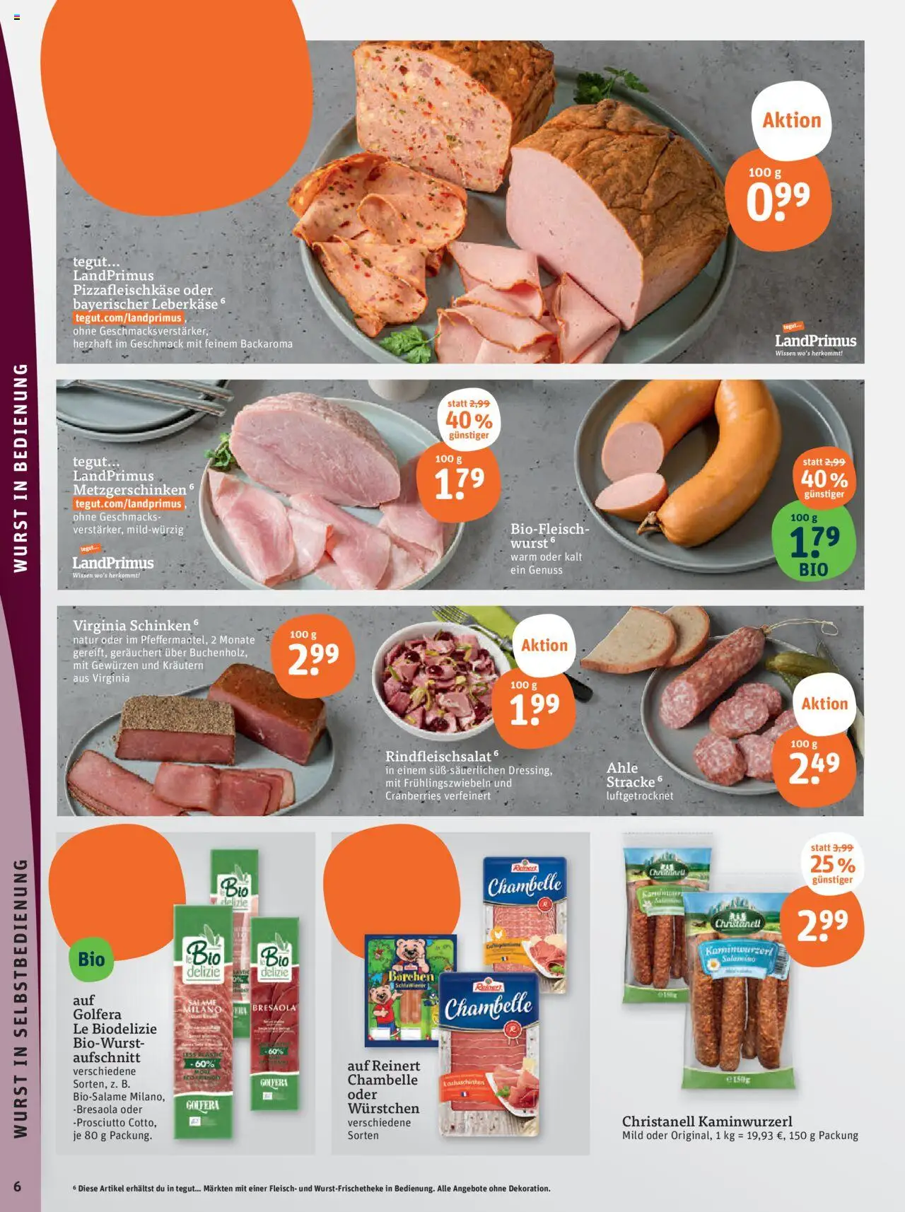 Tegut Prospekt – gültig ab 06.10.2025 | Seite: 8 | Produkte: Wurst, Schinken, Fleisch, Leberkase