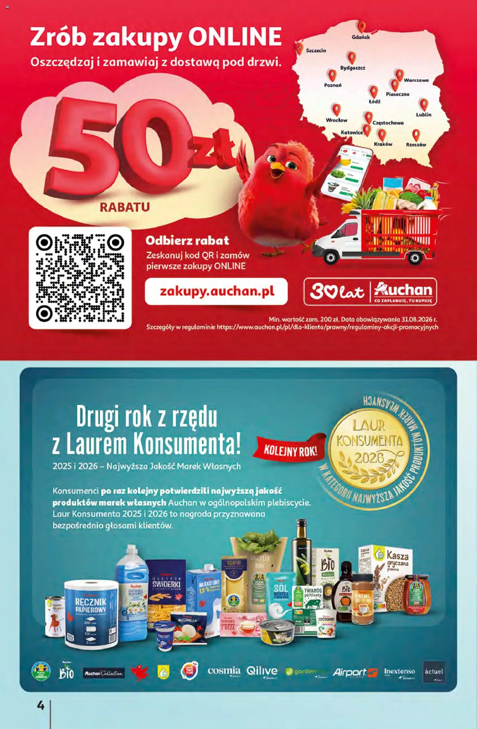 Auchan gazetka - 30 Lat Hipermarket od 16.04.2026 | Strona: 4 | Produkty: Kasza, Mleko, Mozzarella, Twaróg