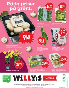 Willys erbjudanden Hemma - Förhandsvisning av reklamblad från butik Willys aktuell från 16.03.2026 | Sida: 4 | Produkter: Spenat, Champinjoner, Papper, Zucchini