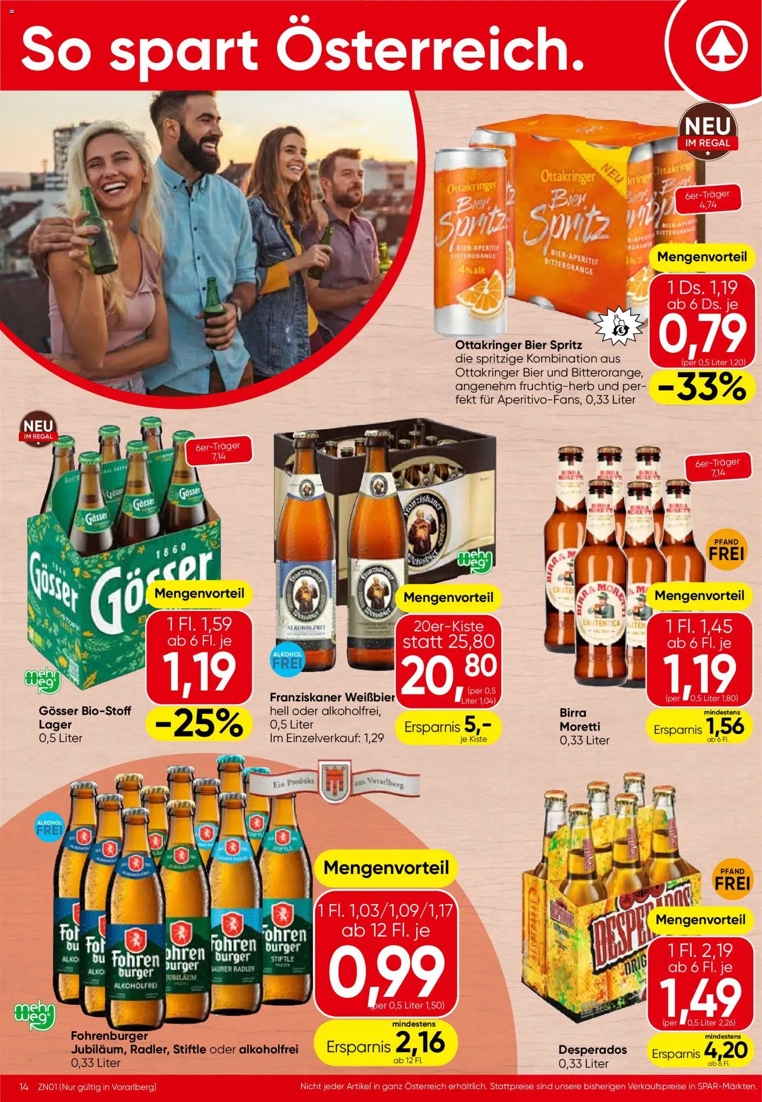 Spar Flugblatt - Vorarlberg gültig ab 23.04.2026 | Seite: 14 | Produkte: Regal, Bier
