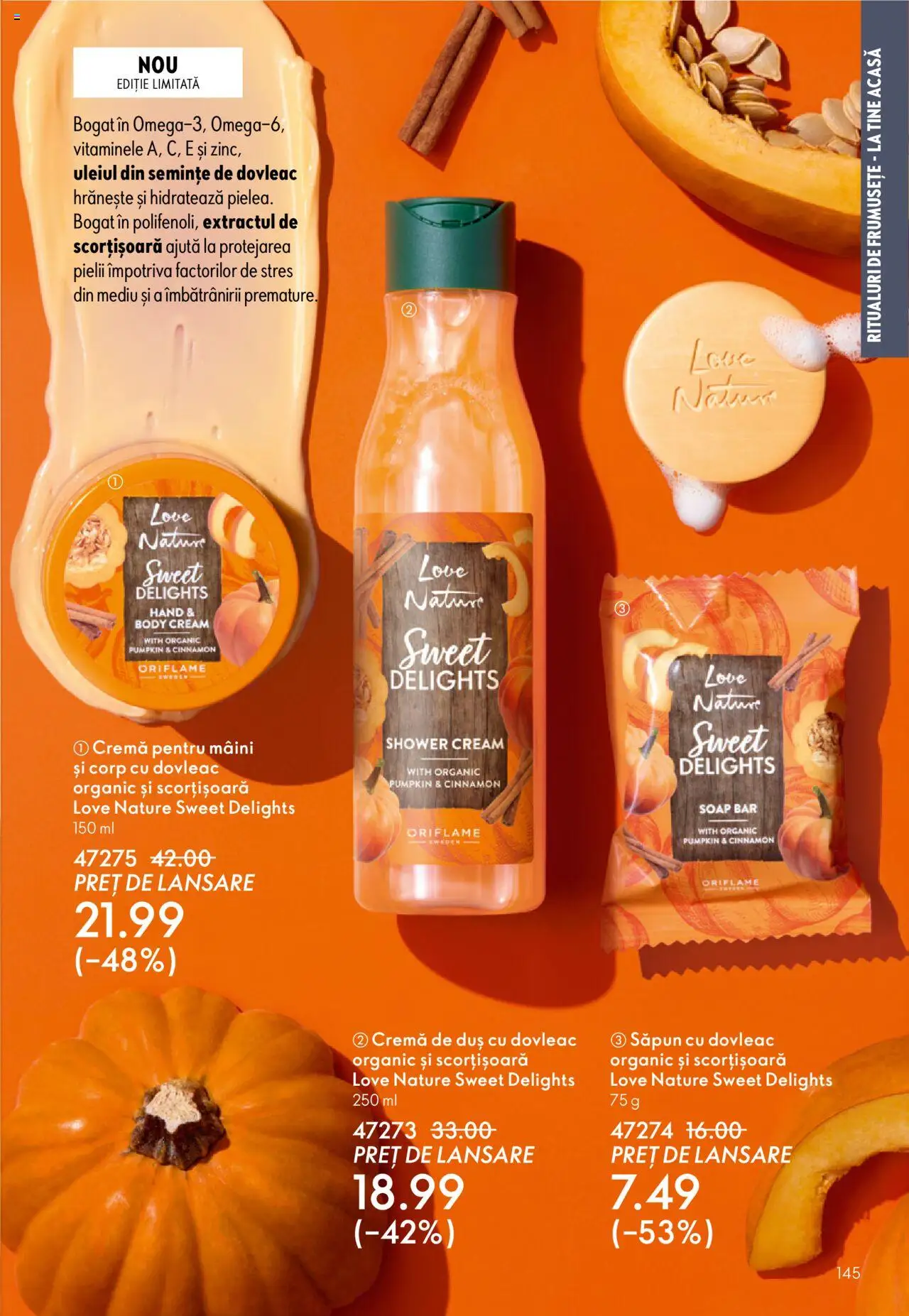 Oriflame catalog 13 2025 – valabil de la 10.09.2025 | Pagină: 145 | Produse: Body, Semințe, Cremă, Săpun