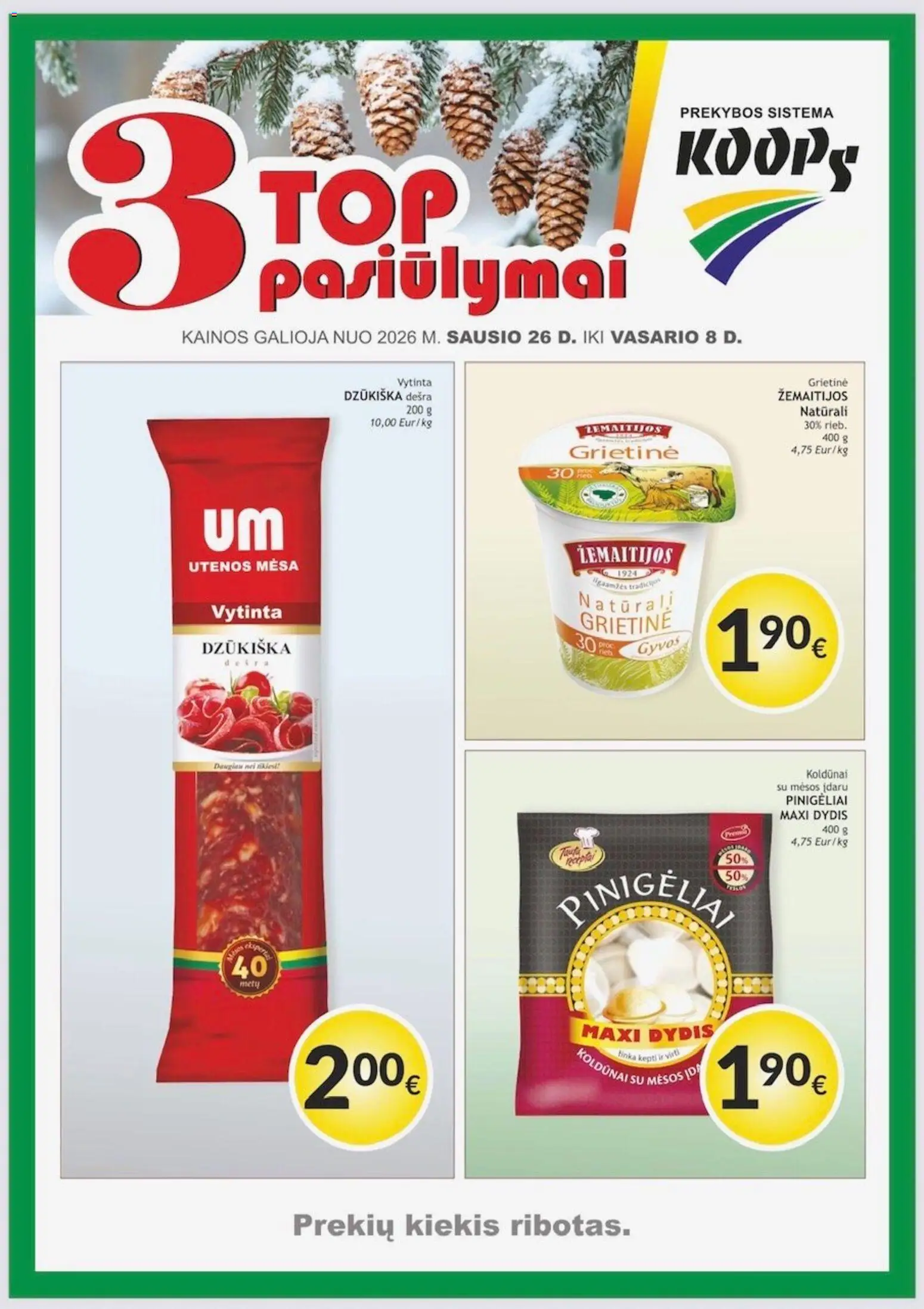 Koops akcijos nuo 26.01.2026 | Puslapis: 1 | Prekių: Dešra, Grietinė