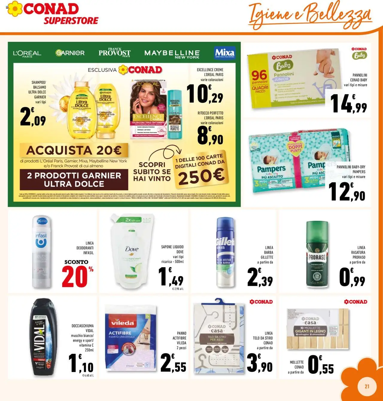 Volantino Conad del 22.10.2025 | Pagina: 21 | Prodotti: Balsamo, Pannolini, Sapone, Pampers