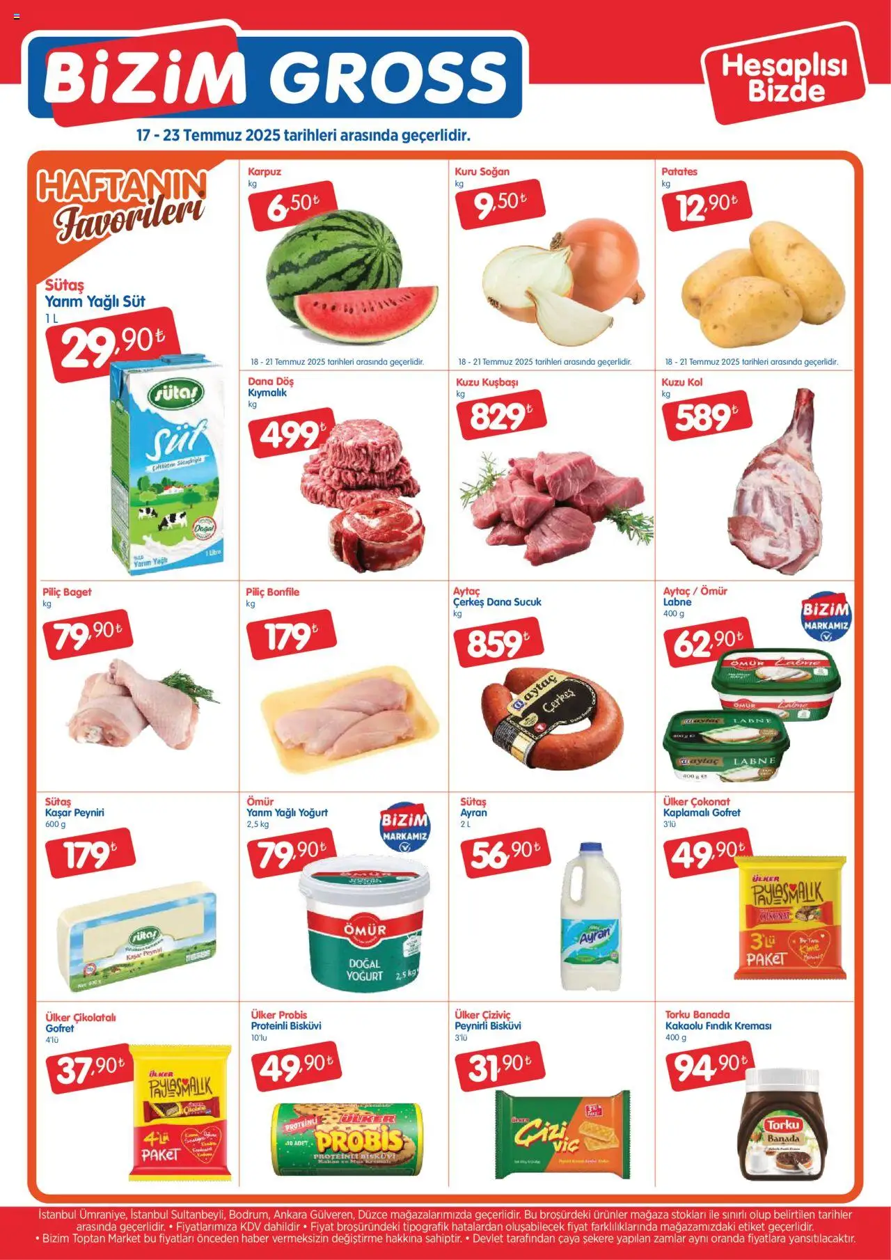 Bizim Toptan - Bizim Gross Fırsat Bülteni - 17.07.2025 tarihinden itibaren geçerlidir | Sayfa: 1 | Ürünler: Gofret, Süt, Patates, Piliç bonfile