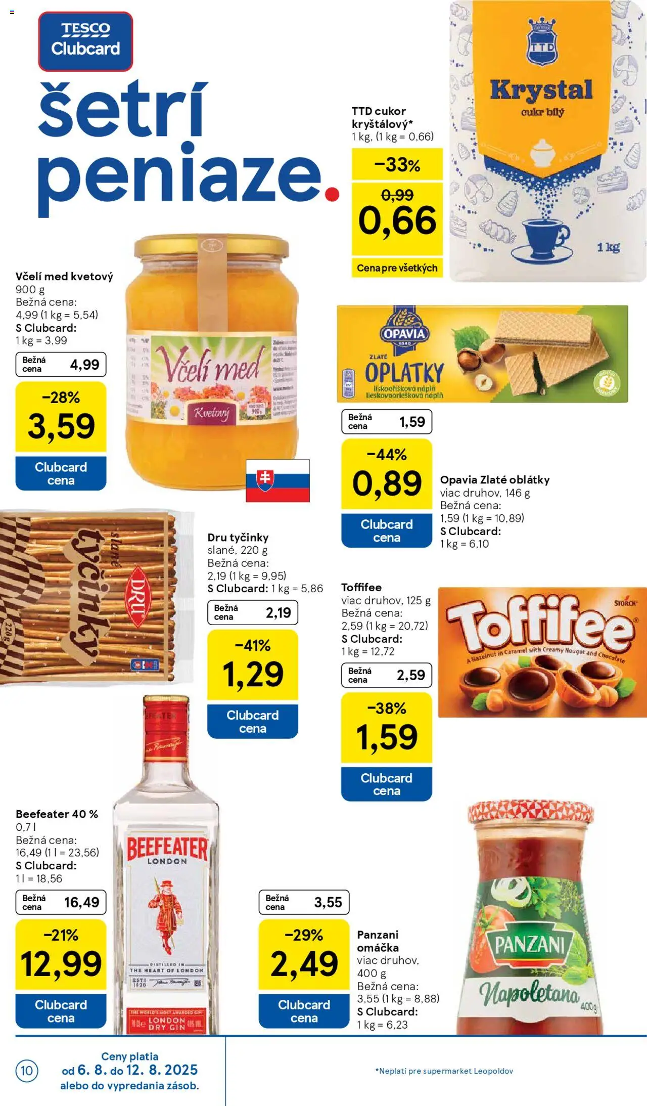 Tesco Supermarket - leták │ platný od 06.08.2025 | Strana: 10 | Produkty: Beefeater, Cukor, Gin, Omáčka