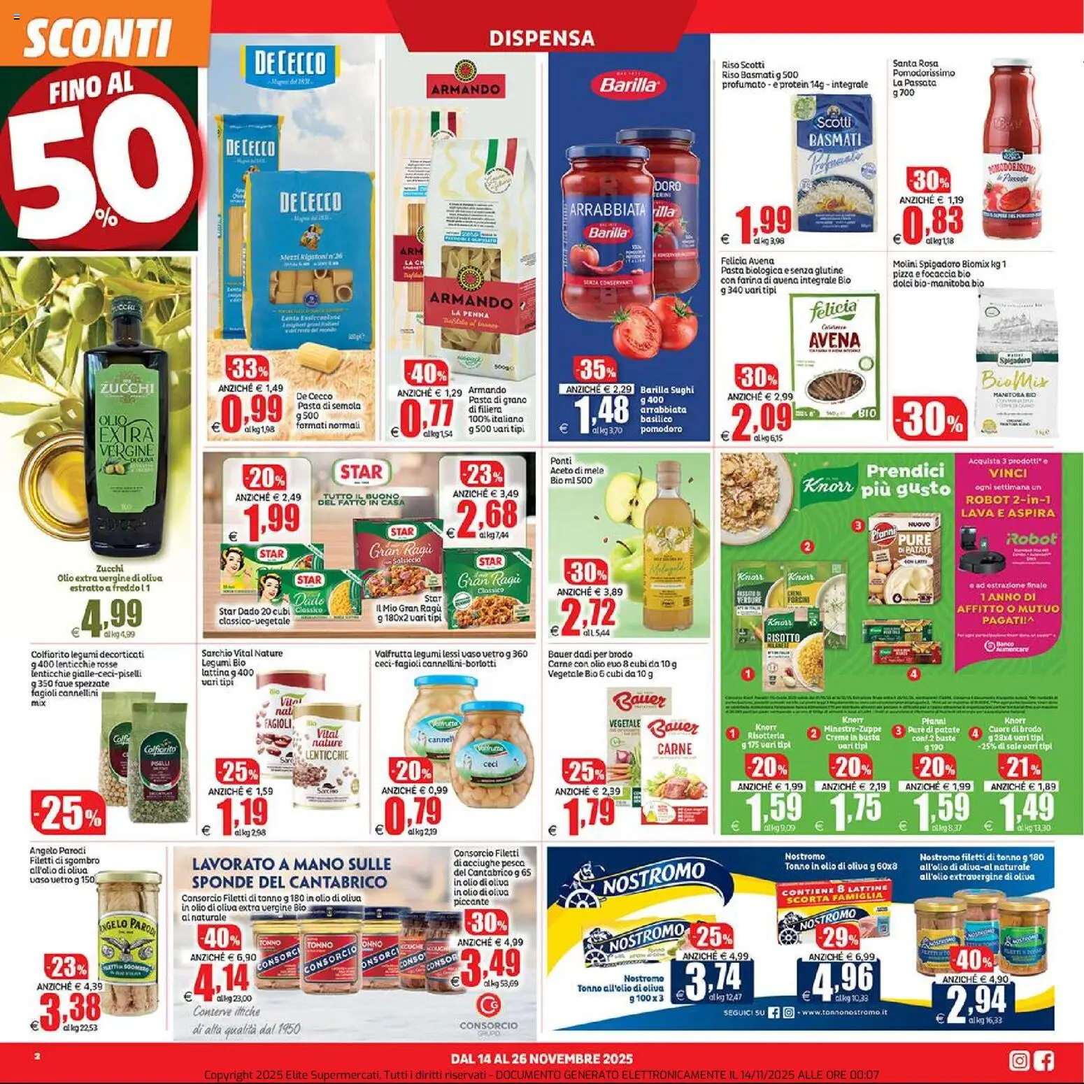 Volantino Elite Supermercati del 14.11.2025 | Pagina: 2 | Prodotti: Mele, Ceci, Tonno, Robot