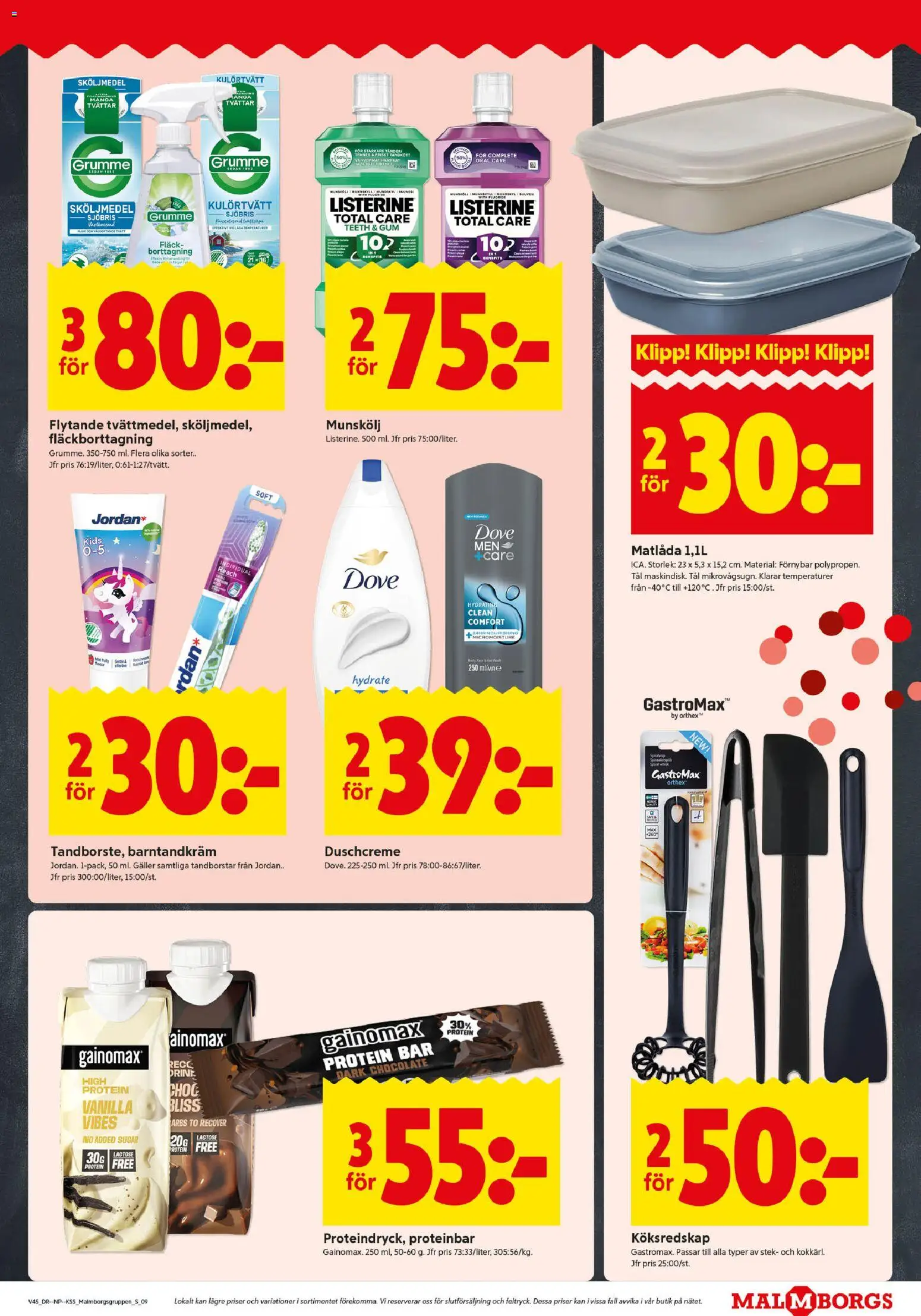 ICA Kvantum reklamblad aktuell från 03.11.2025 | Sida: 9 | Produkter: Sköljmedel, Galler, Fläckborttagning, Proteinbar