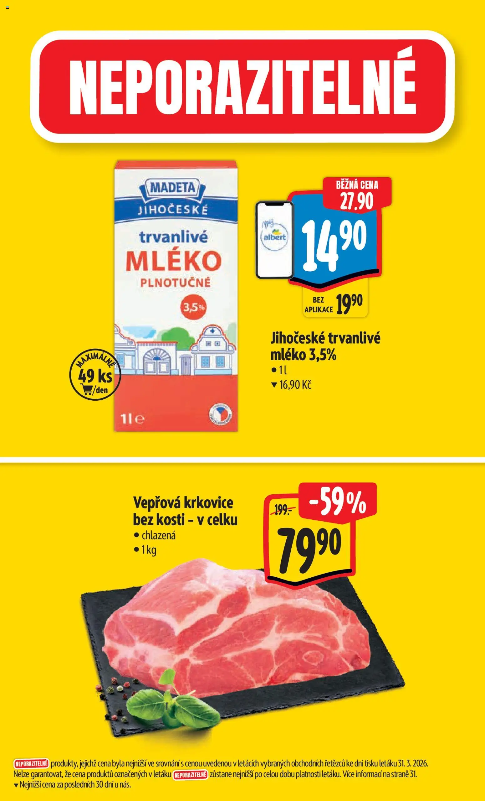 Albert leták - Hypermarket od 07.04.2026 | Strana: 2 | Produkty: Mléko, Krkovice, Vepřová krkovice