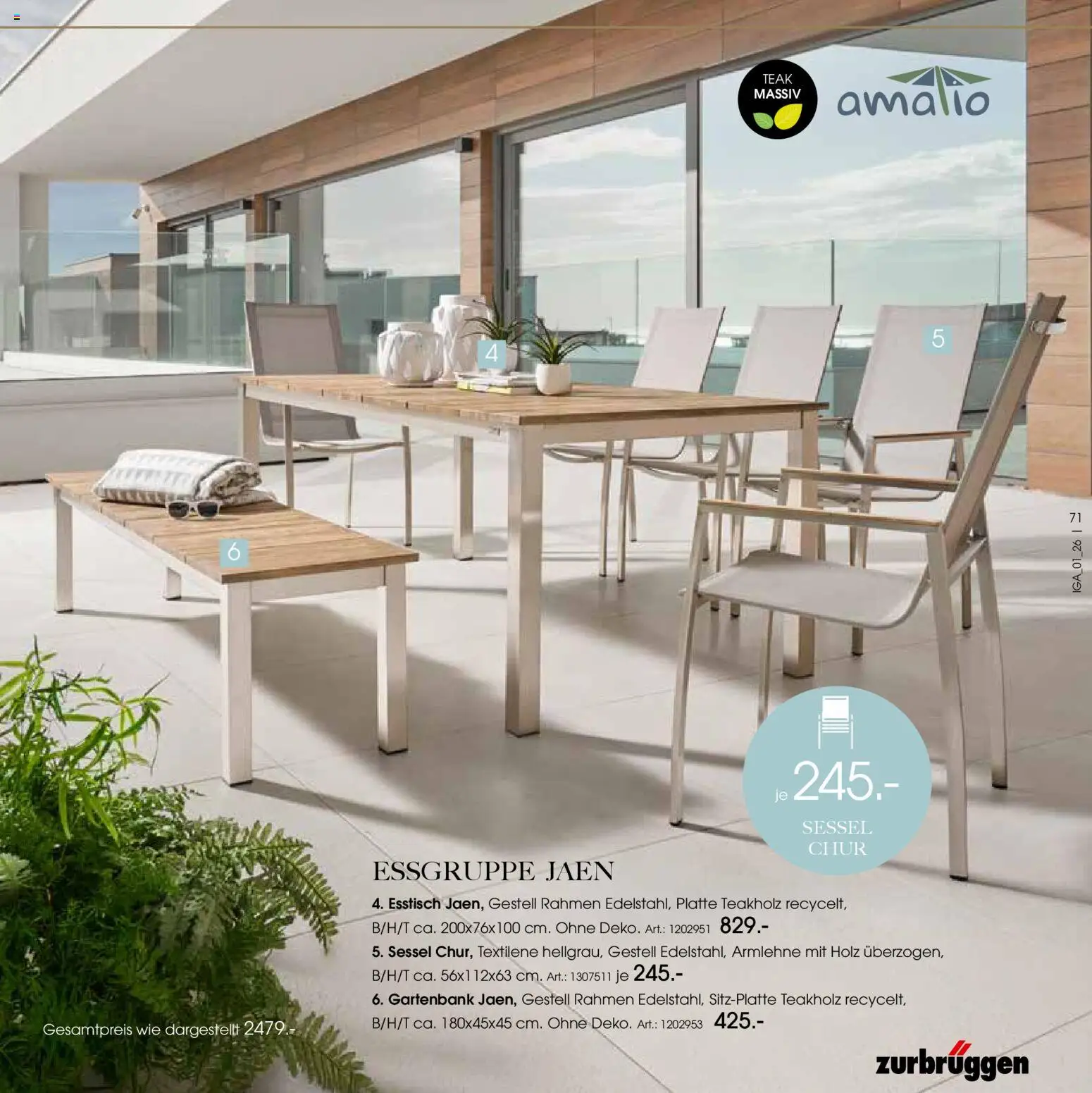 Zurbrüggen Sommer 2026 – gültig ab 19.03.2026 | Seite: 71 | Produkte: Esstisch, Essgruppe, Sessel