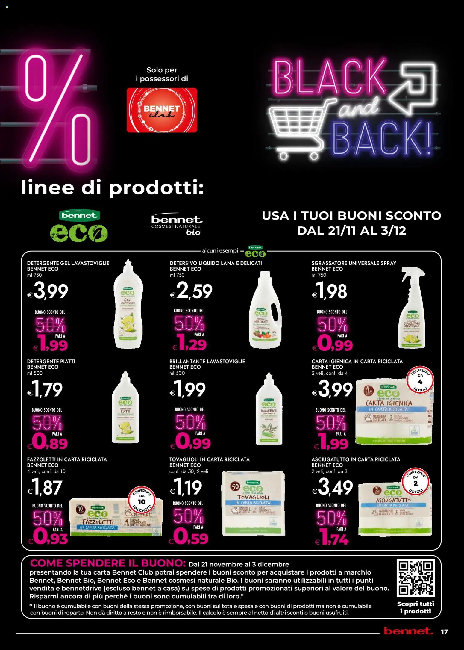 Volantino bennet del 13.11.2025 | Pagina: 17 | Prodotti: Carta igienica, Fazzoletti, Sgrassatore, Asciugatutto