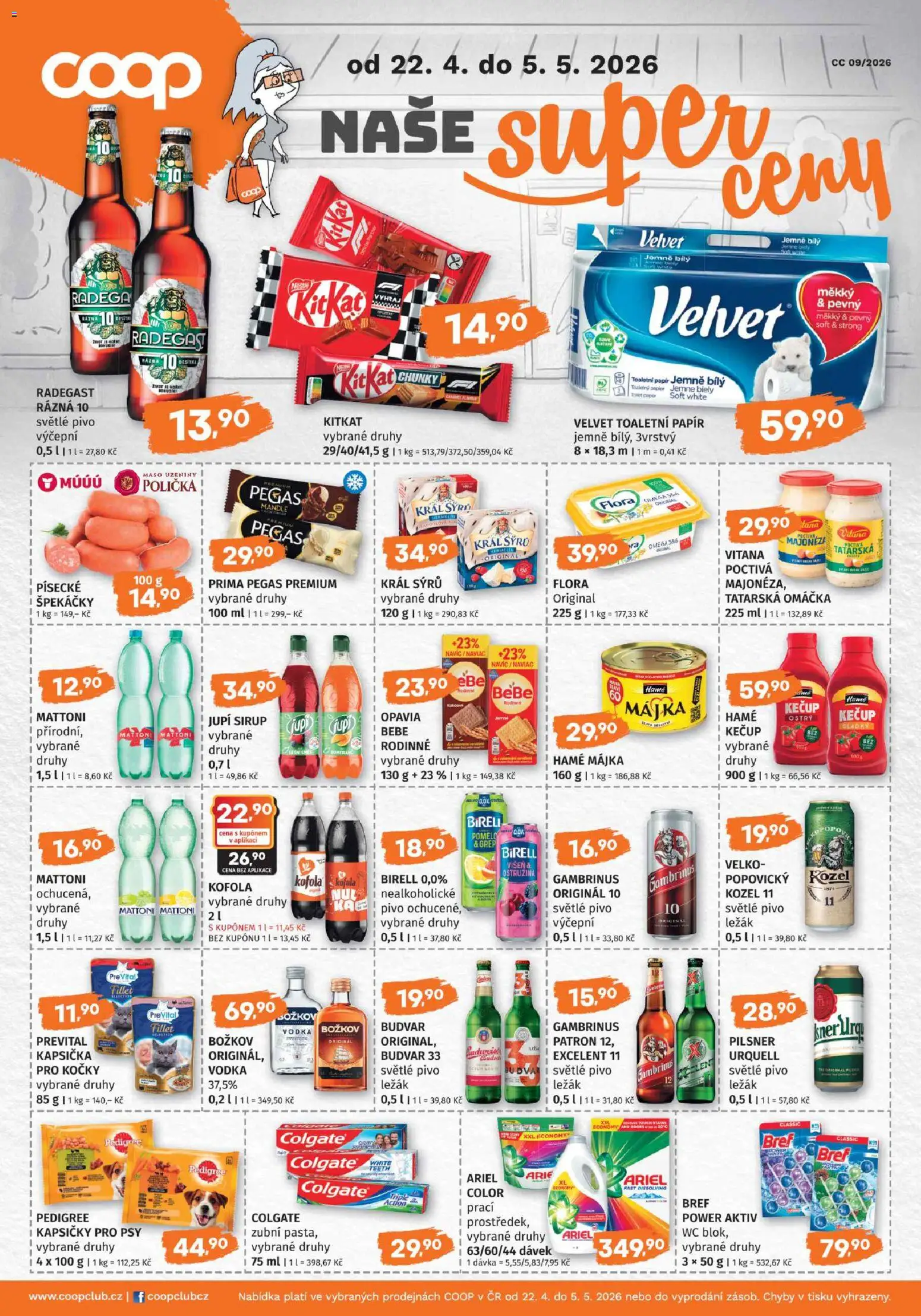 Konzum leták od 22.04.2026 | Strana: 4 | Produkty: Pivo, Pedigree, Uzeniny, Maso