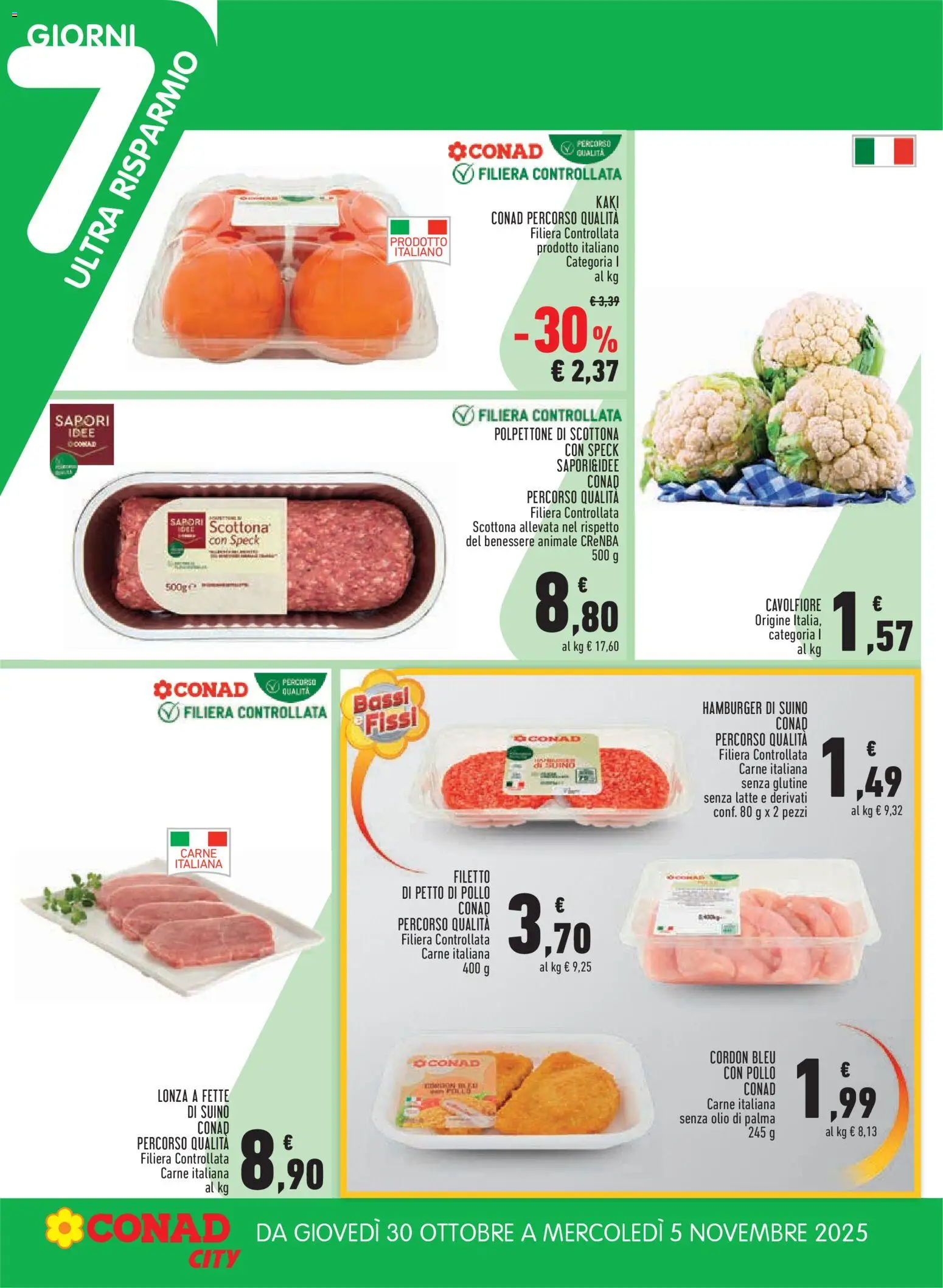 Volantino Conad del 30.10.2025 | Pagina: 2 | Prodotti: Speck, Pollo, Olio, Hamburger