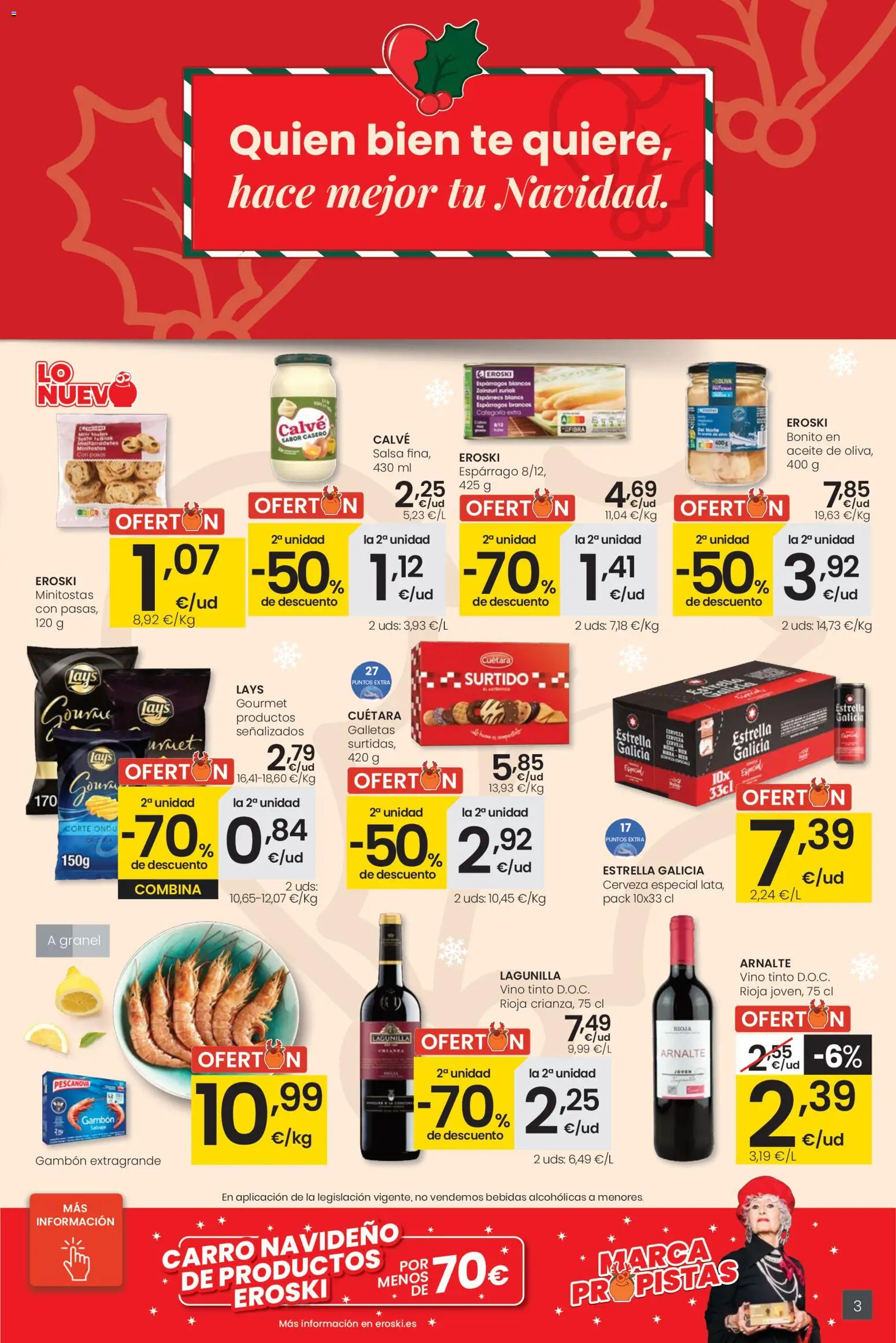 Eroski - Ofertón Navidad  │ válido desde el 27.11.2025 | Página: 3 | Productos: Aceite, Vino, Νερό καρύδας, Galletas