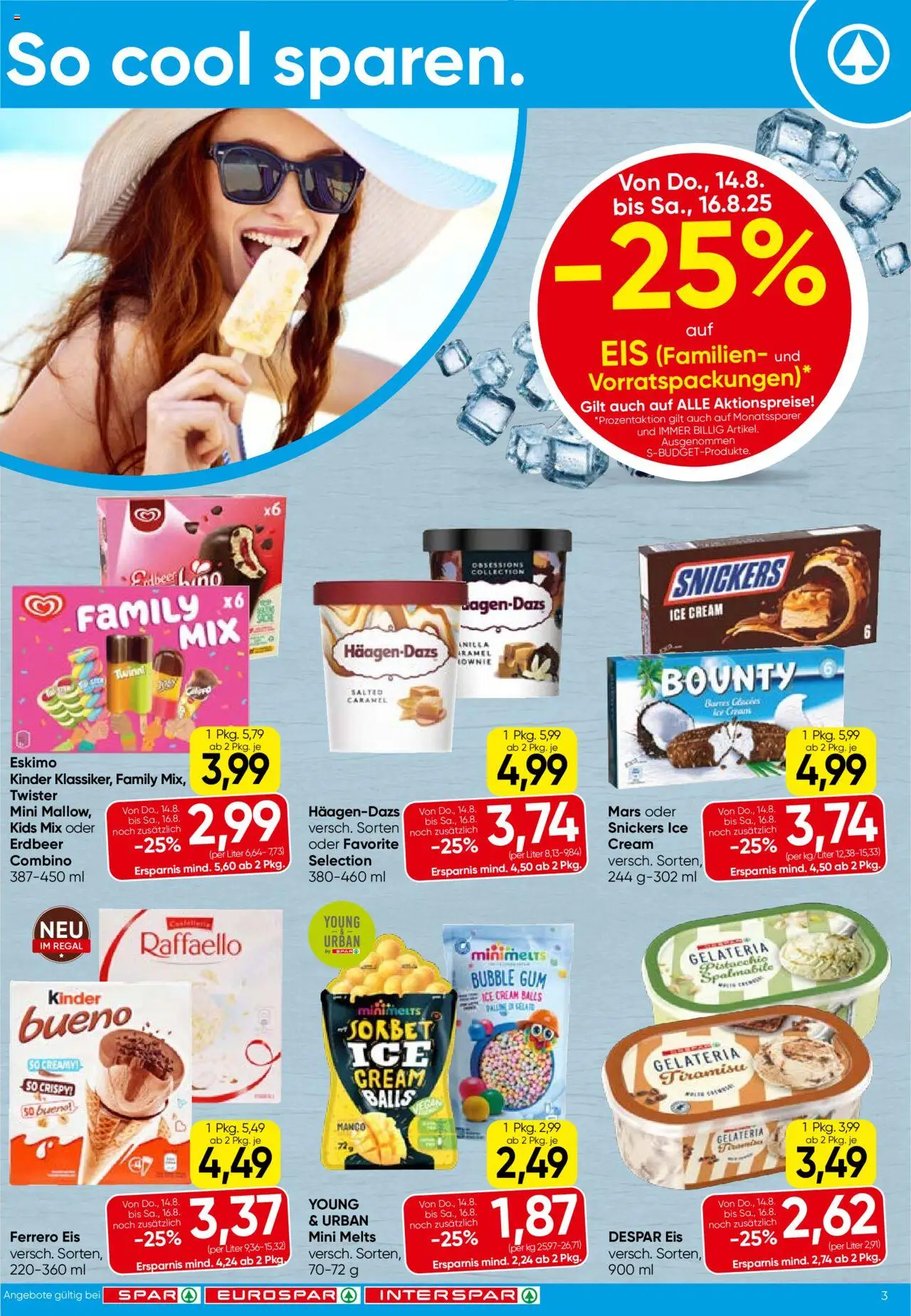 Spar Flugblatt - Vorarlberg gültig ab 14.08.2025 | Seite: 3 | Produkte: Eis, Regal