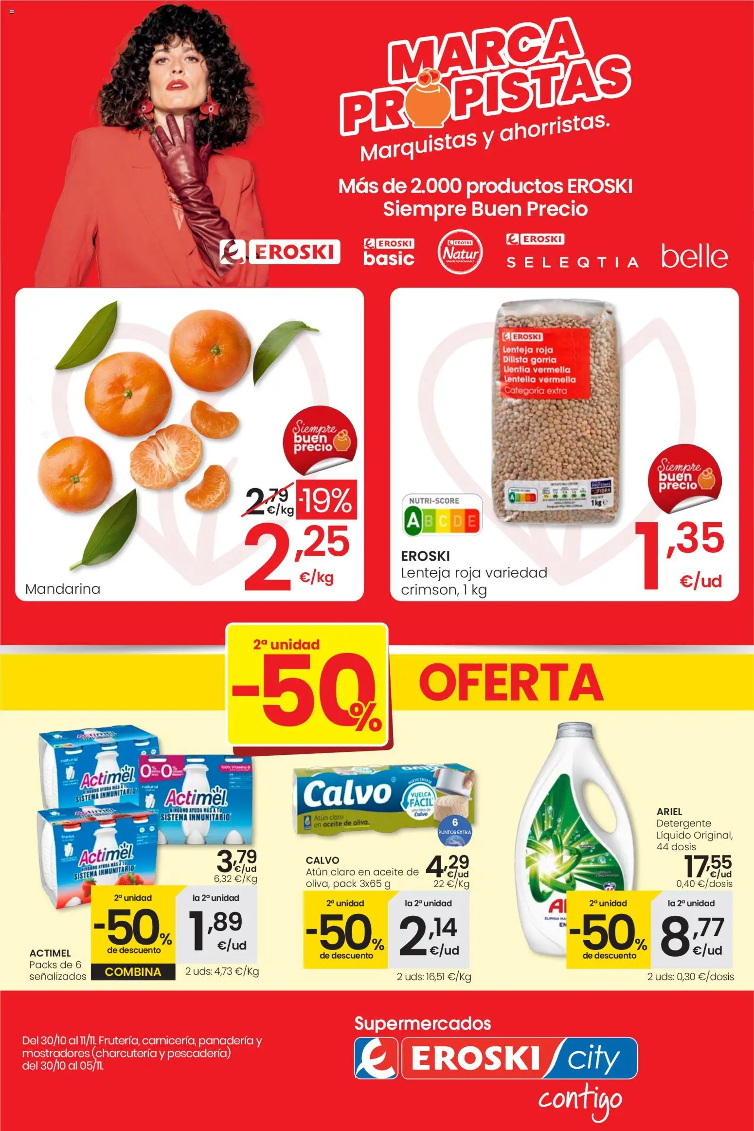 Eroski - City │ válido desde el 30.10.2025 | Página: 1 | Productos: Detergente, Aceite, Panadería, Atún claro