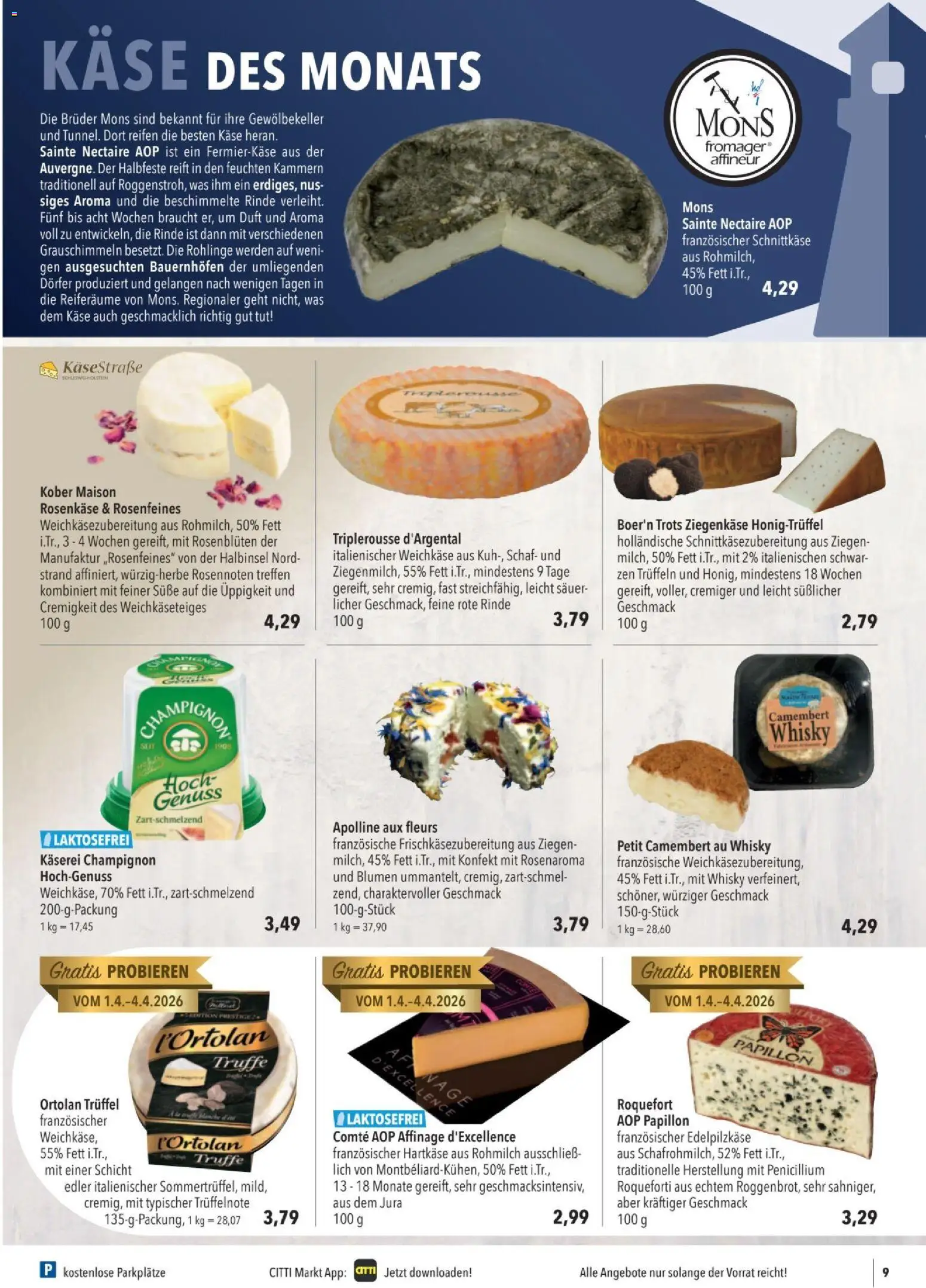 CITTI tilbudsavis – gyldig fra 01.04.2026 | Side: 9 | Produkter: Duft, Champignon, Camembert, Whisky