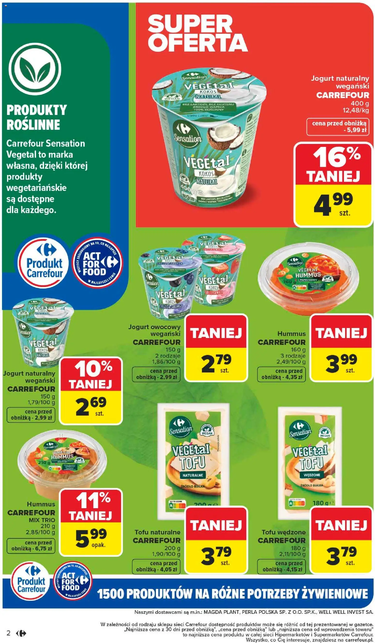 Carrefour Gazetka - Act for food od 05.01.2026 | Strona: 2 | Produkty: Tofu naturalne, Tofu, Hummus, Jogurt