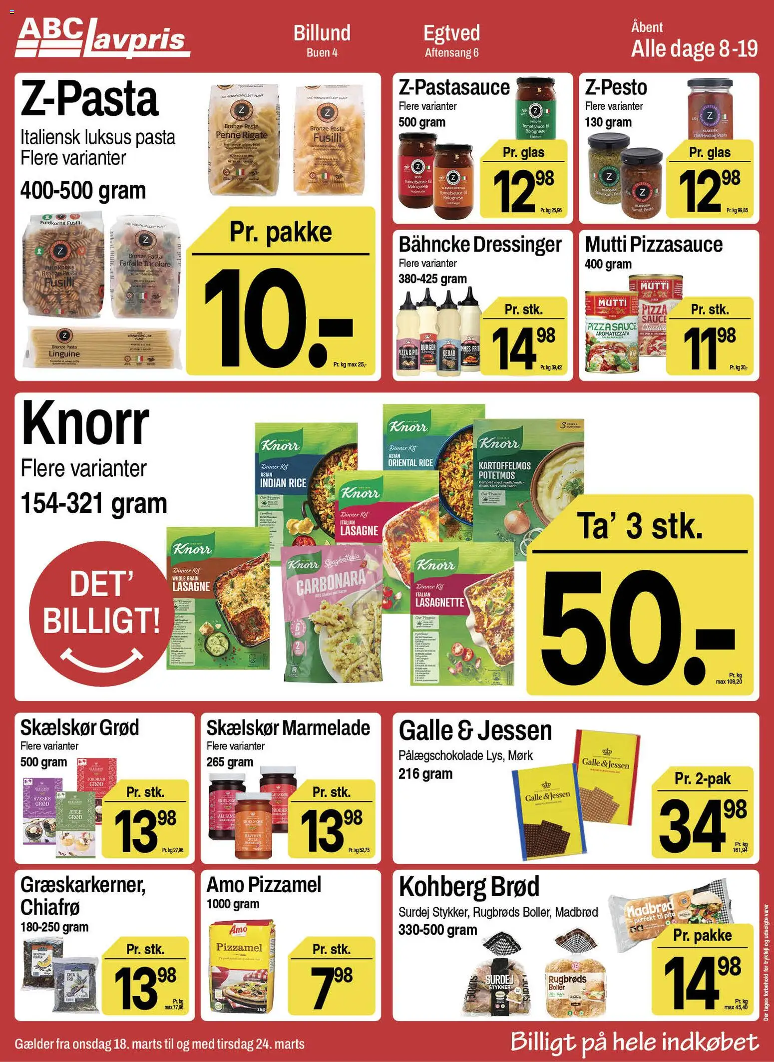Abc Lavpris tilbudsavis – gyldig fra 18.03.2026 | Side: 8 | Produkter: Brød, Pizza, Pasta, Pizzamel