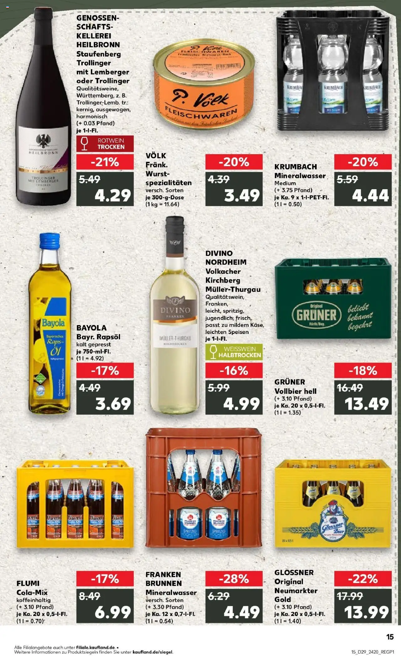 Kaufland prospekt Neumarkt In Der Oberpfalz	 - gültig ab dem 16.07.2025 | Seite: 15 | Produkte: Bier, Rapsöl, Weißwein, Rotwein