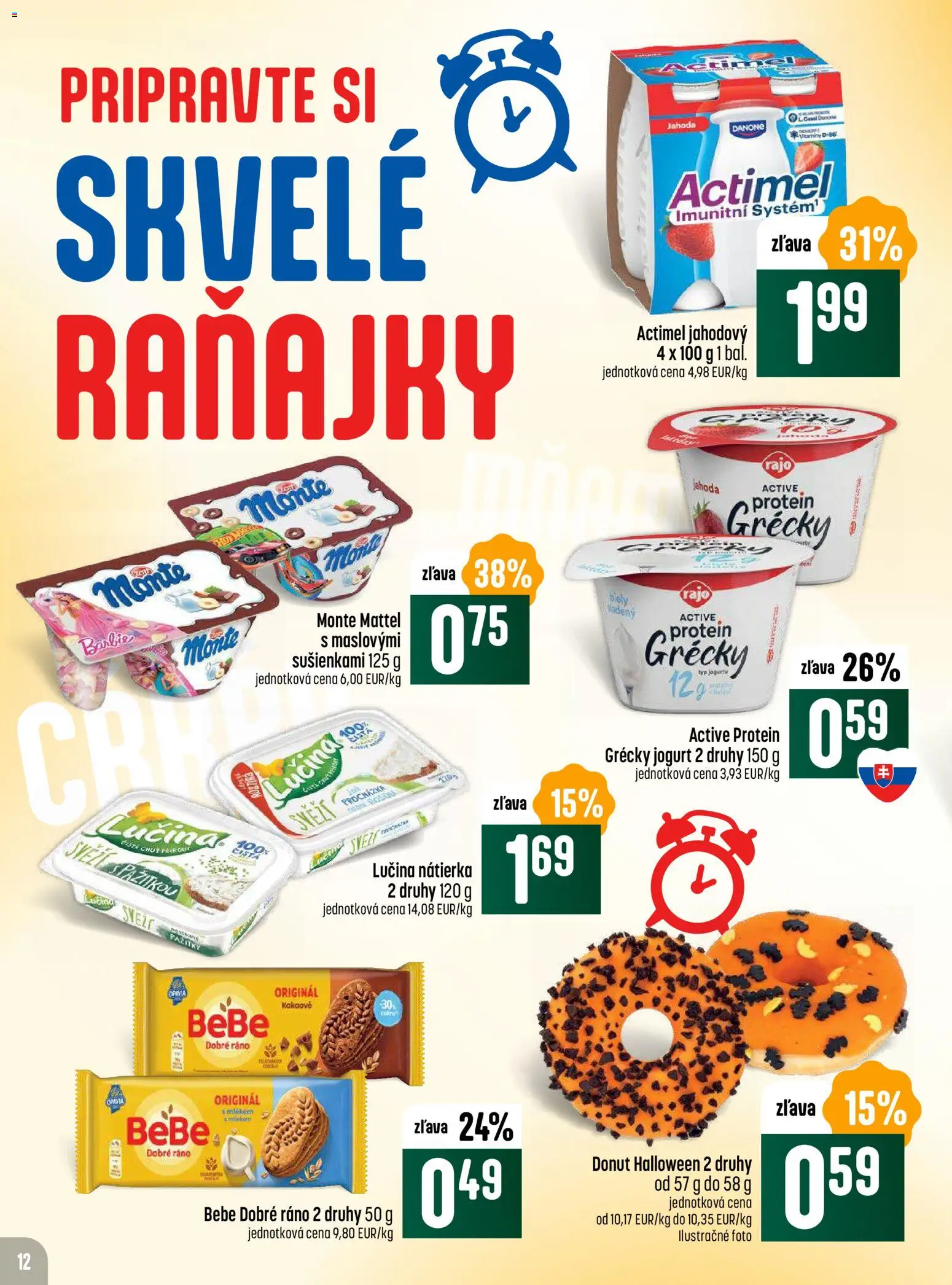 Nové COOP Jednota akcie – leták je platný od 30.10.2025 | Strana: 12 | Produkty: Jogurt, Donut, Protein, Grécky jogurt