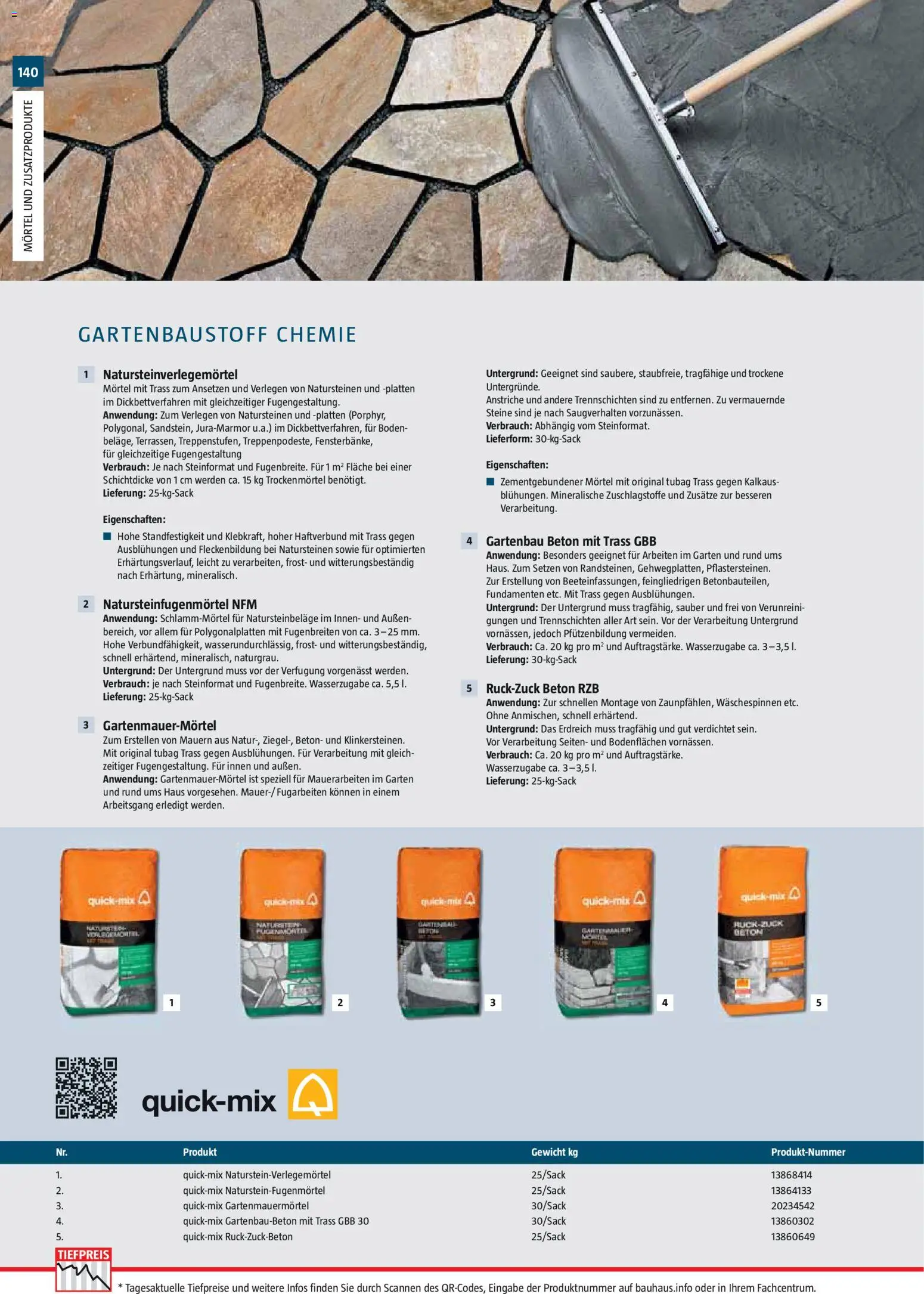 Bauhaus Gartenbaumaterialien 2026 – gültig ab 02.03.2026 | Seite: 140 | Produkte: Gewicht