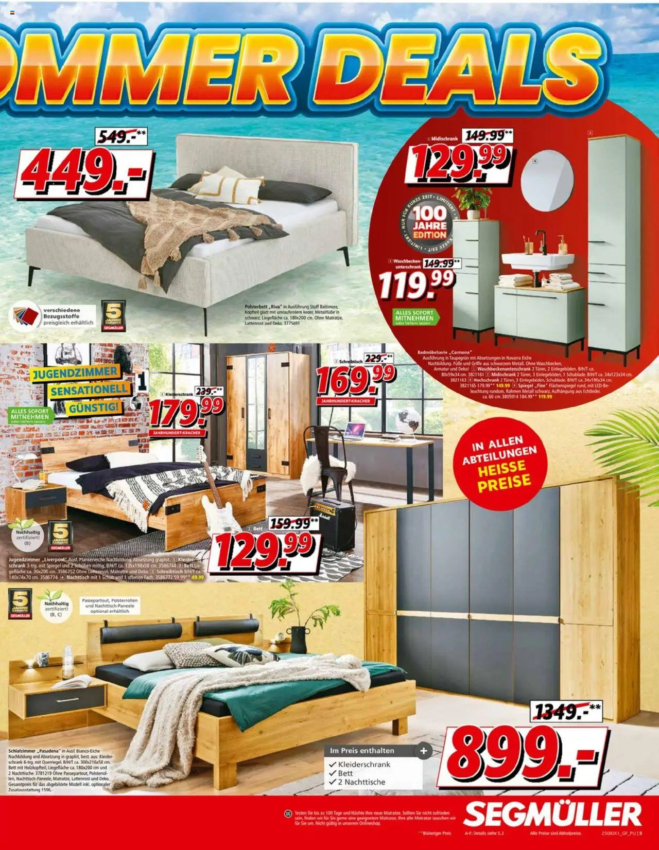 Segmüller Prospekt Sommer - gültig ab dem 25.07.2025 | Seite: 5 | Produkte: Kleiderschrank, Polsterbett, Unterschrank, Midischrank