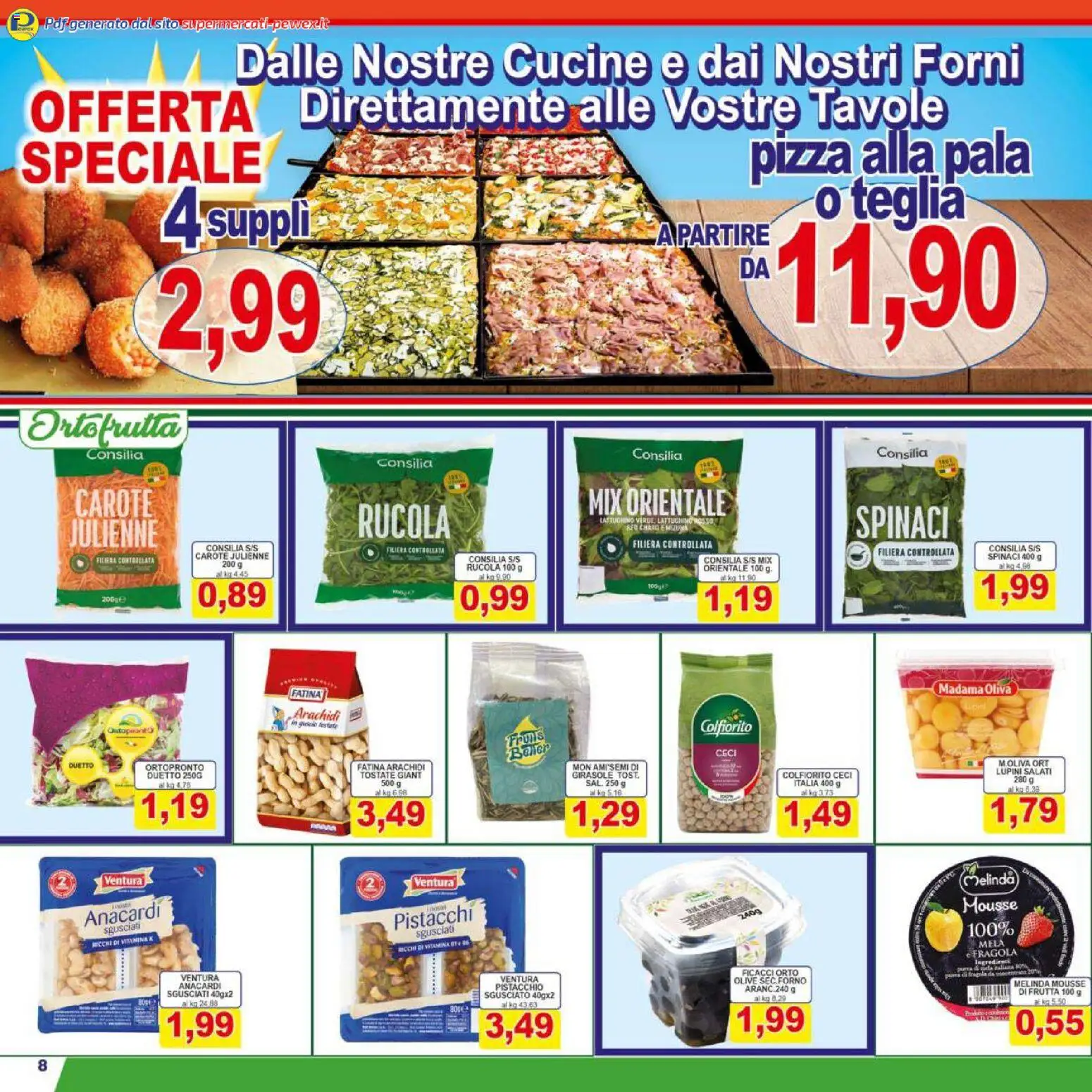 Volantino Pewex del 07.01.2026 | Pagina: 8 | Prodotti: Cucine, Rucola, Ceci, Arachidi
