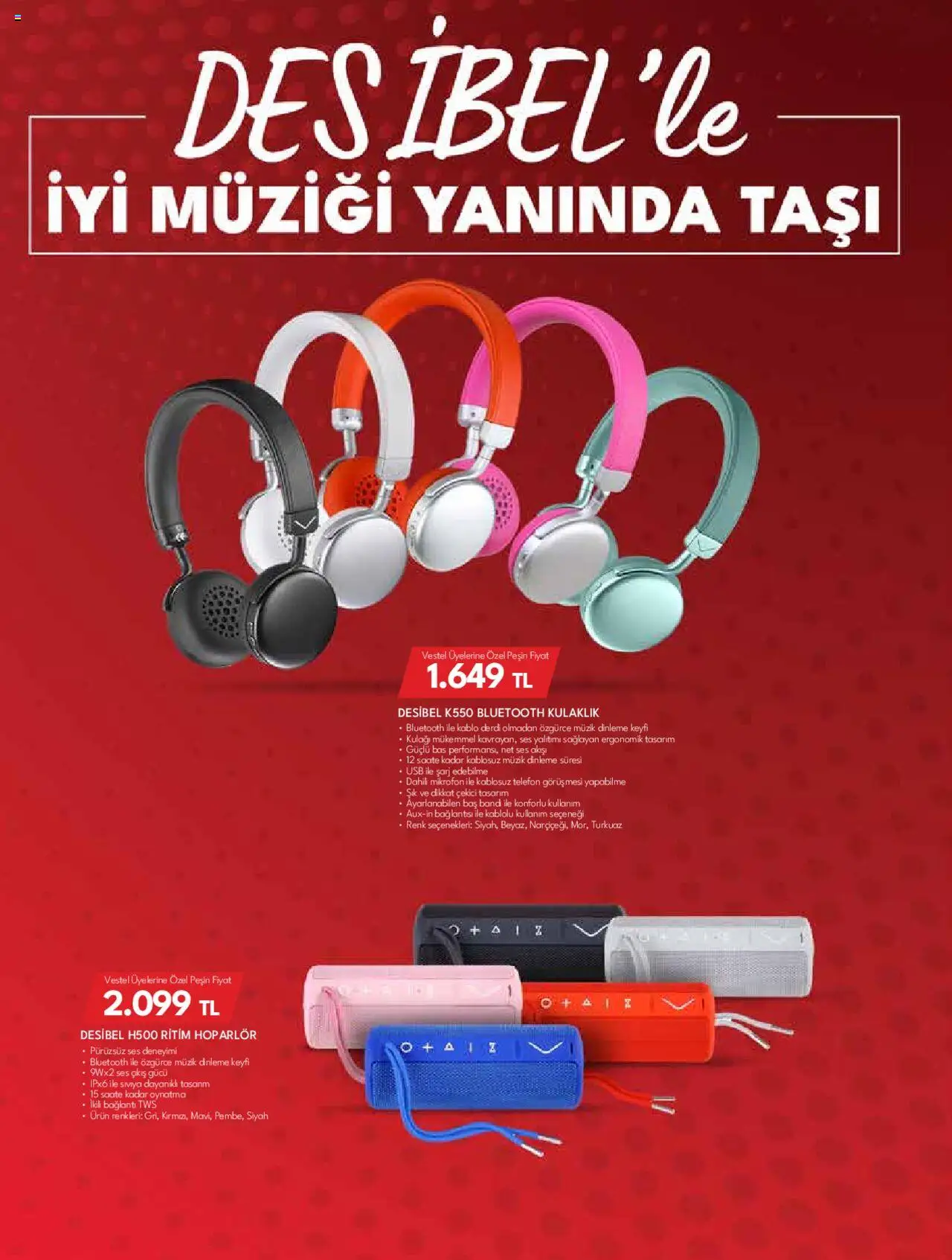 Vestel Mobil ve Akıllı Ürünler - 04.10.2025 tarihinden itibaren geçerlidir | Sayfa: 11 | Ürünler: Ses, Kulaklık, Hoparlör, USB