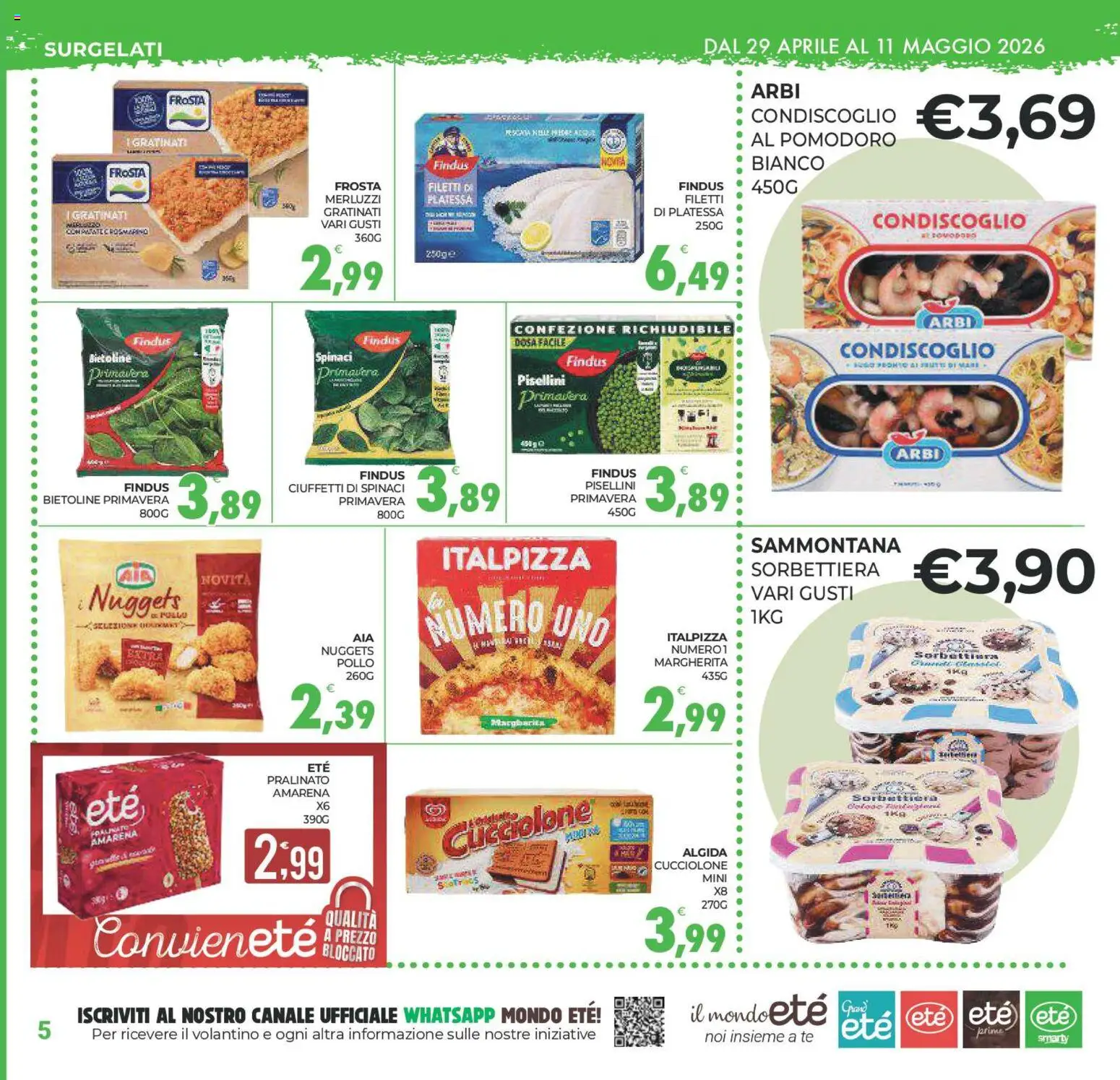 Volantino Eté del 29.04.2026 | Pagina: 5 | Prodotti: Pollo, Nuggets, Patate, Spinaci