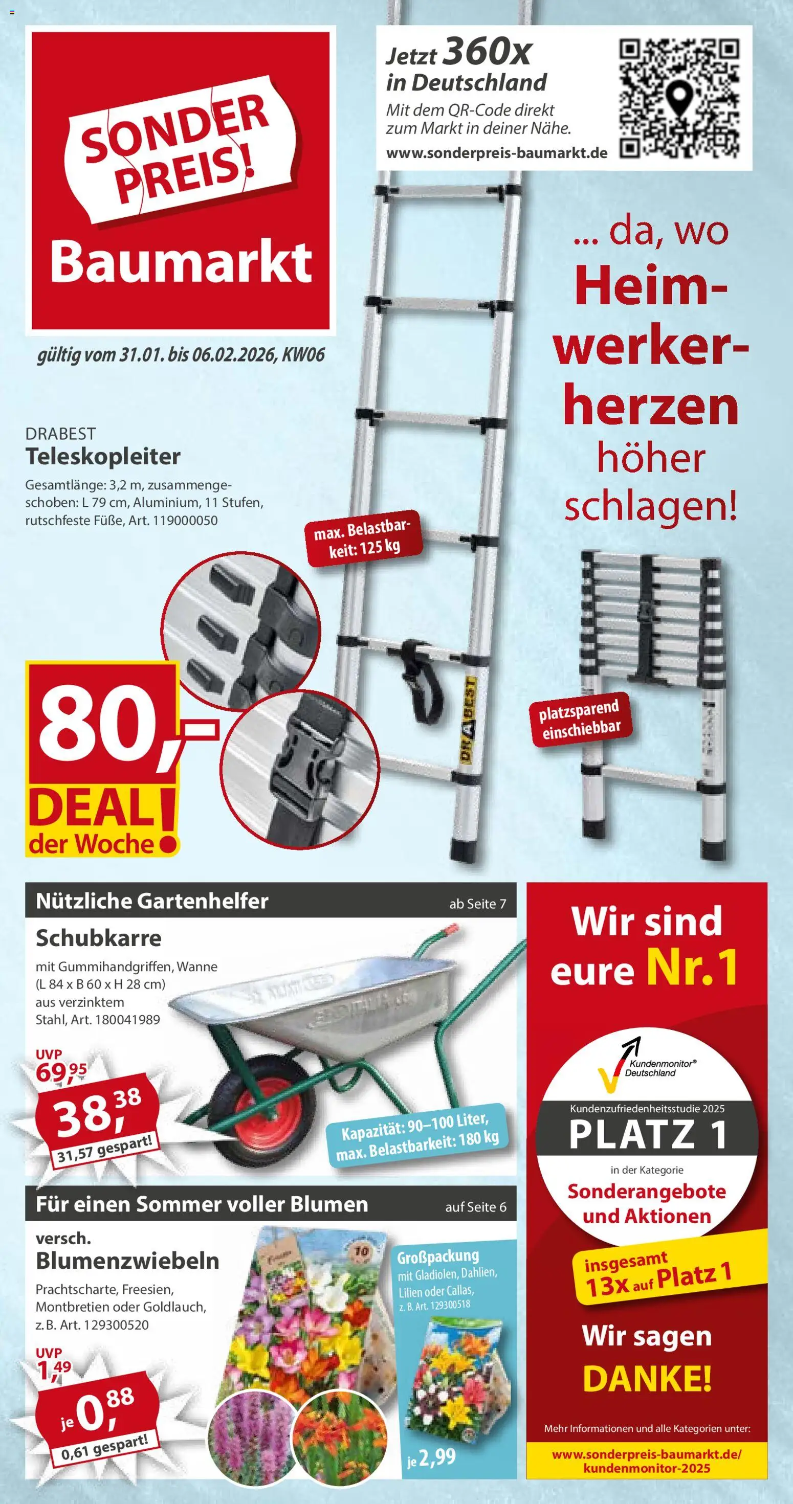 Sonderpreis Baumarkt Prospekt 	 – gültig ab 31.01.2026 | Seite: 1 | Produkte: Blumen