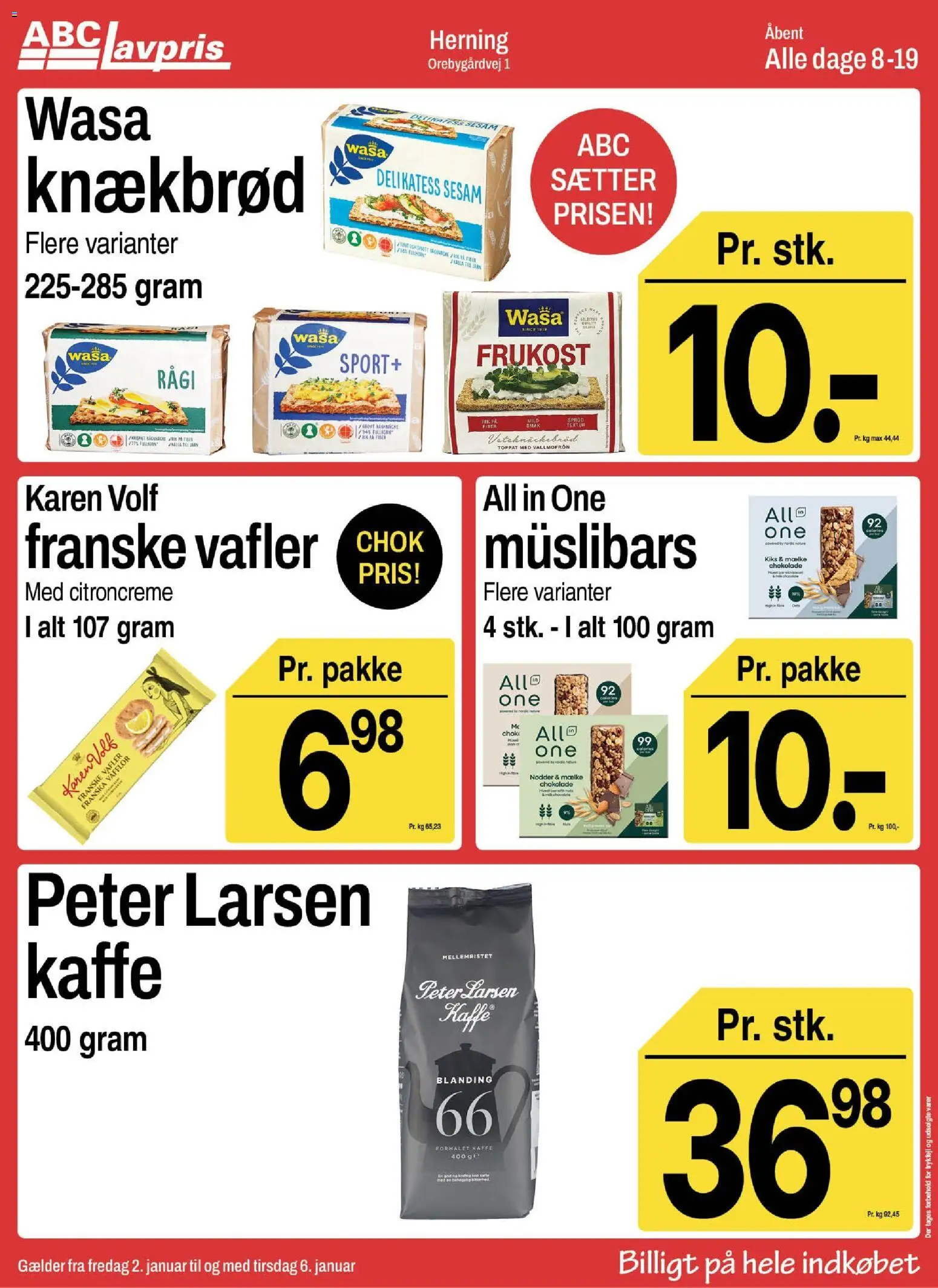 Abc Lavpris tilbudsavis – gyldig fra 02.01.2026 | Side: 7 | Produkter: Chokolade, Nødder, Vafler, Knækbrød