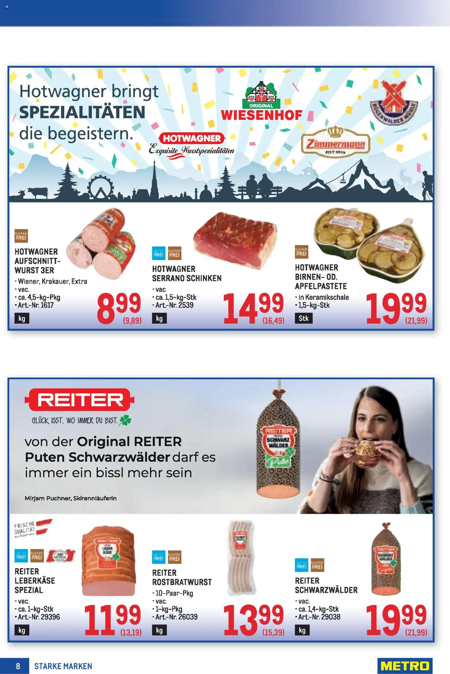 Metro Starke Marken gültig ab 11.12.2025 | Seite: 8 | Produkte: Wurst, Schinken