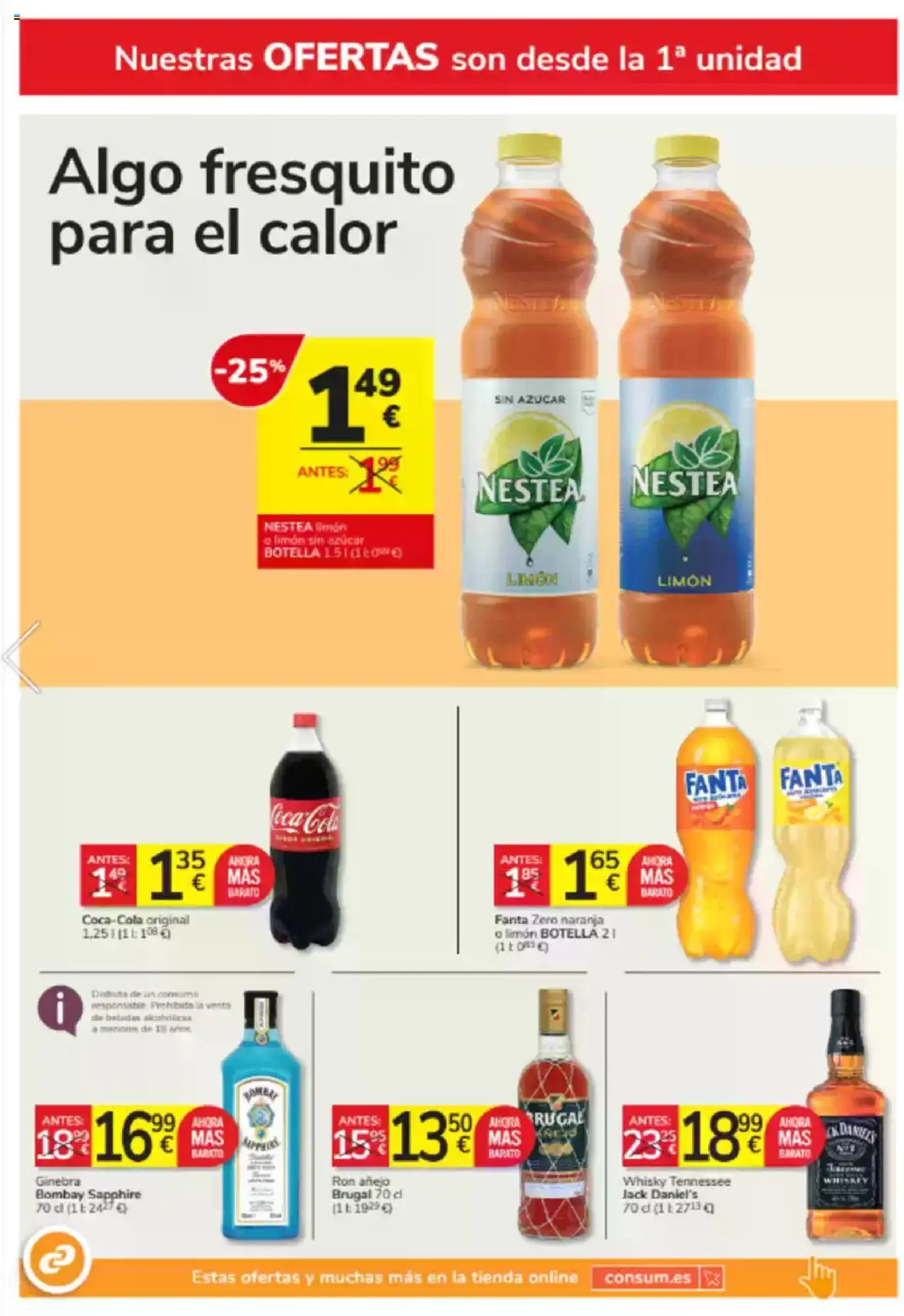 Consum folleto │ válido desde el 26.06.2025 | Página: 18 | Productos: Ron, Ginebra, Whisky, Μαρμελάδα ροδάκινο