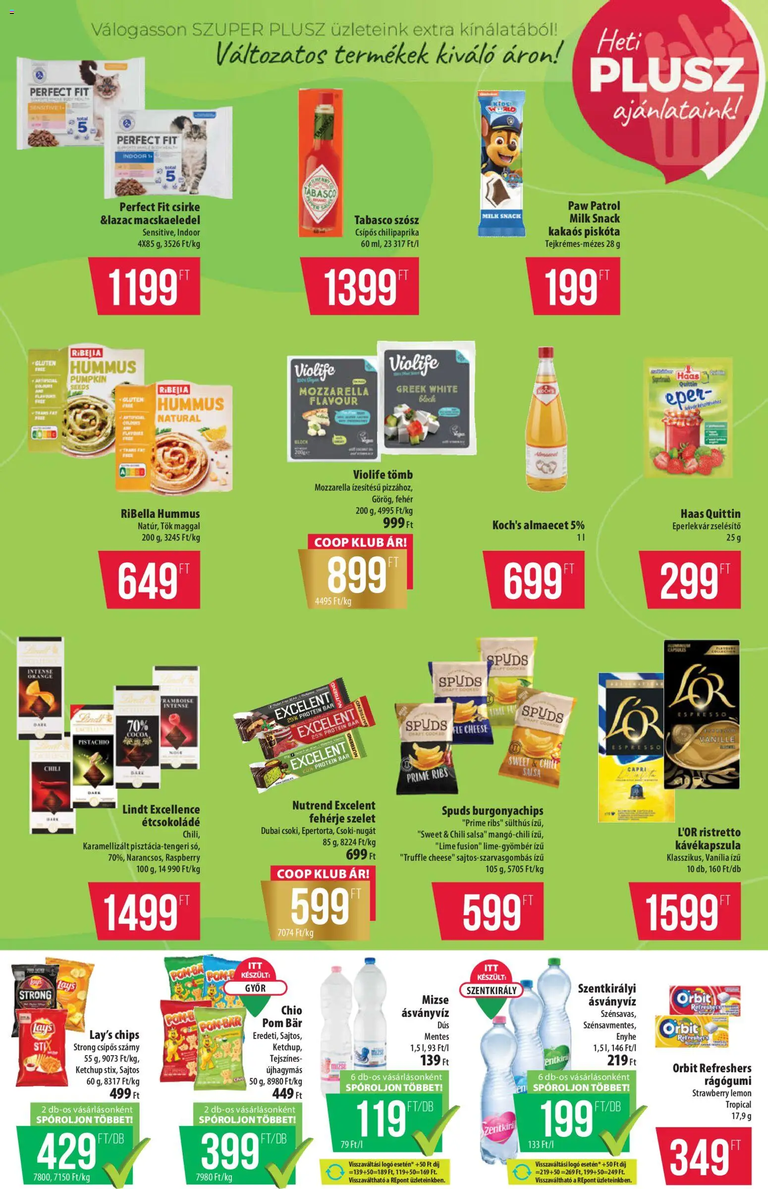 COOP akciós ujság - amely érvényes a következő dátumtól: 30.04.2026 | Oldal: 9 | Termékek: Protein bar, Tök, Macskaeledel, Ásványvíz