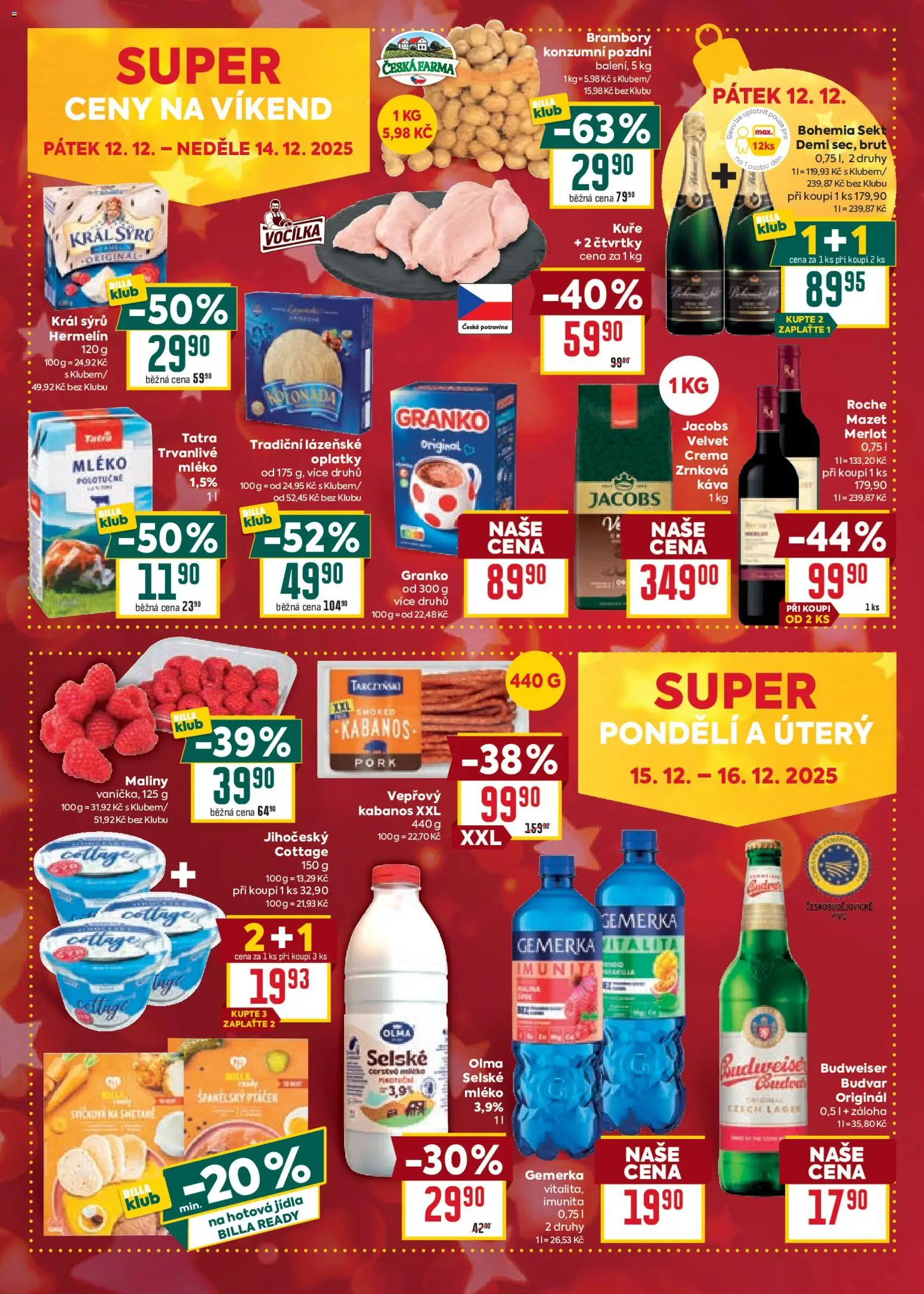 Billa Malý leták od 10.12.2025 | Strana: 4 | Produkty: Mléko, Merlot, Hotová jídla, Kuře