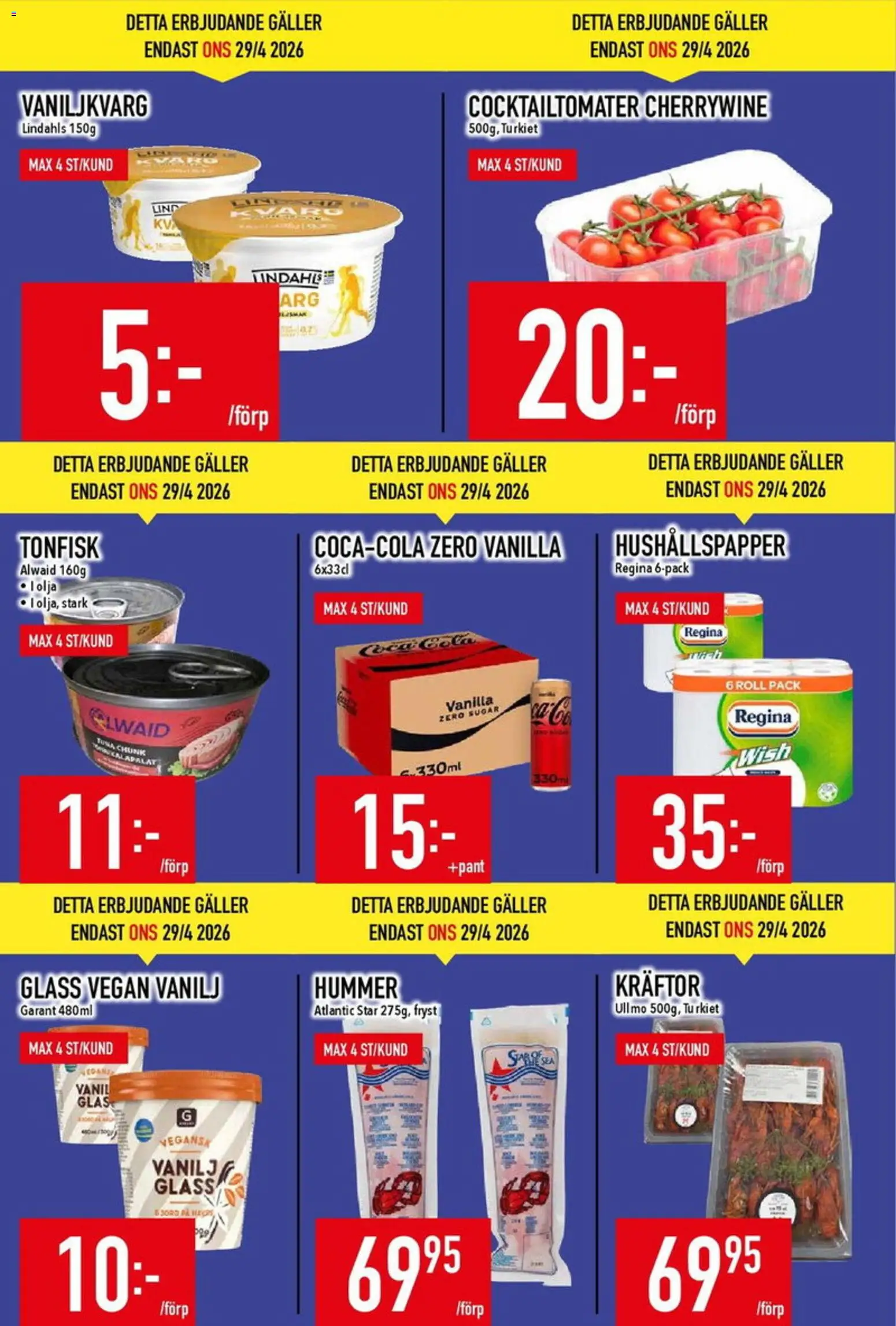 Matdax reklamblad aktuell från 27.04.2026 | Sida: 3 | Produkter: Jord, Kräftor, Cocktailtomater, Glass